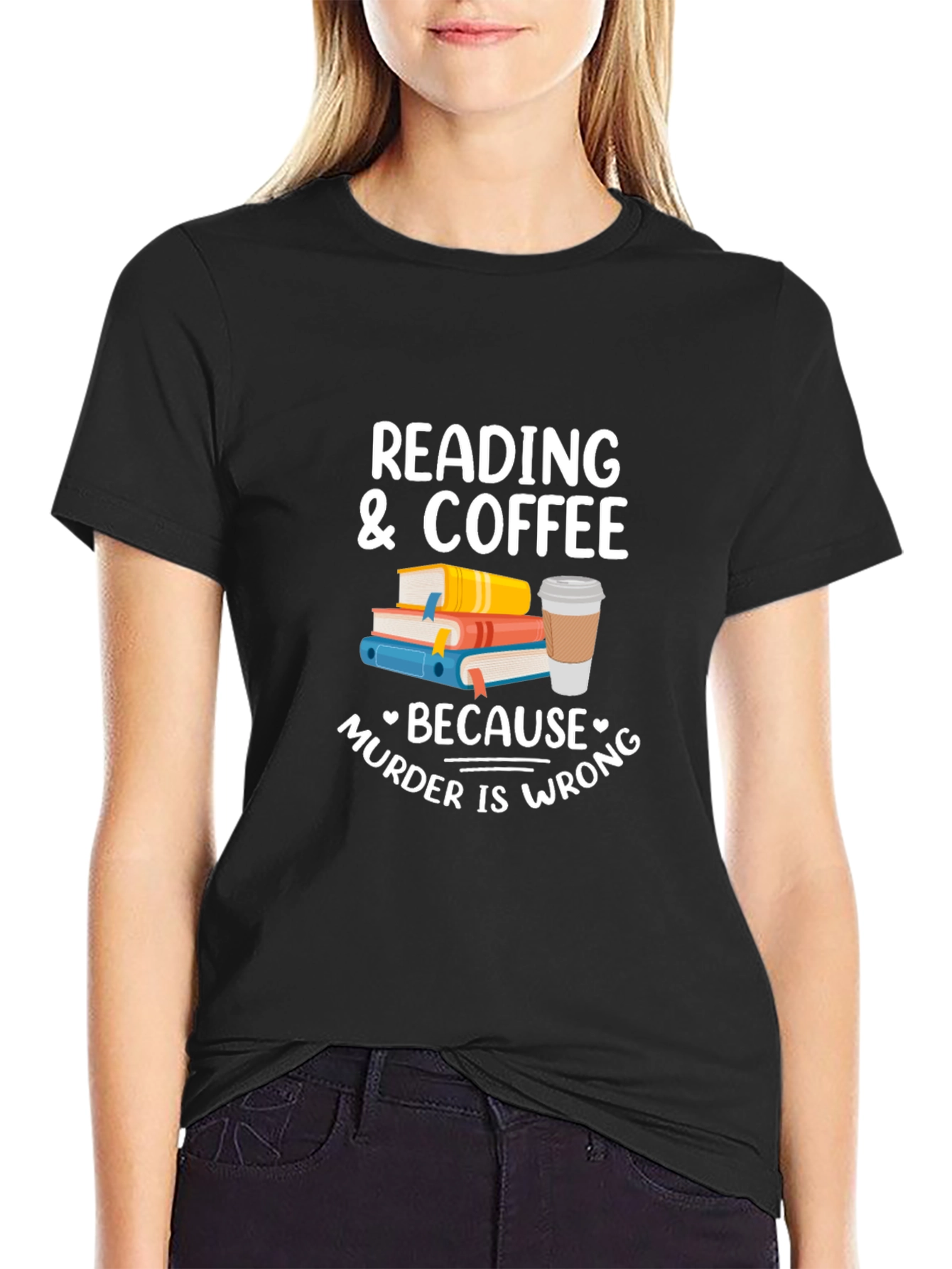 Black Reading & Coffee T-Shirt view 2