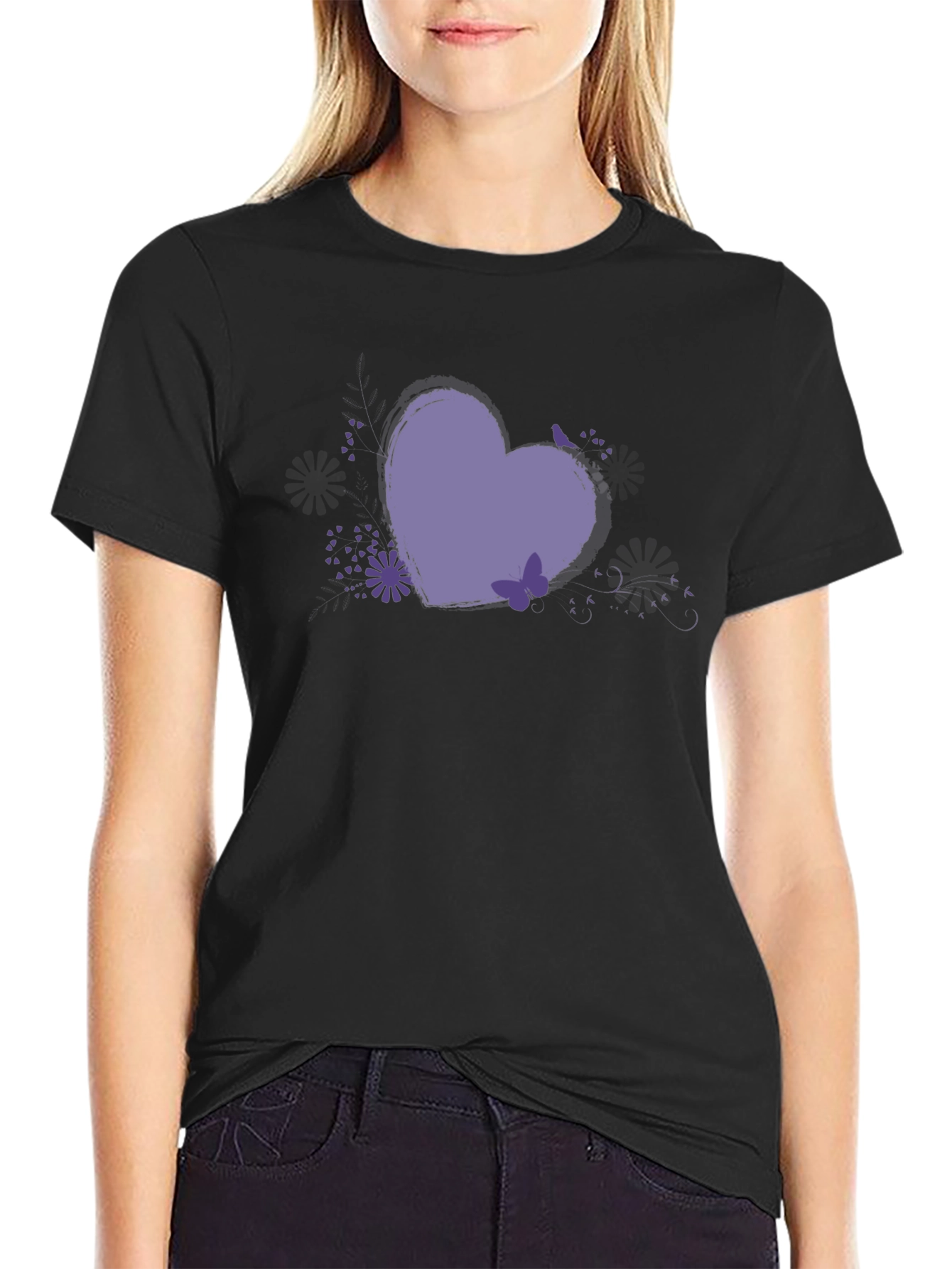 Black Heart Graphic Tee - Black Casual Comfort view 2
