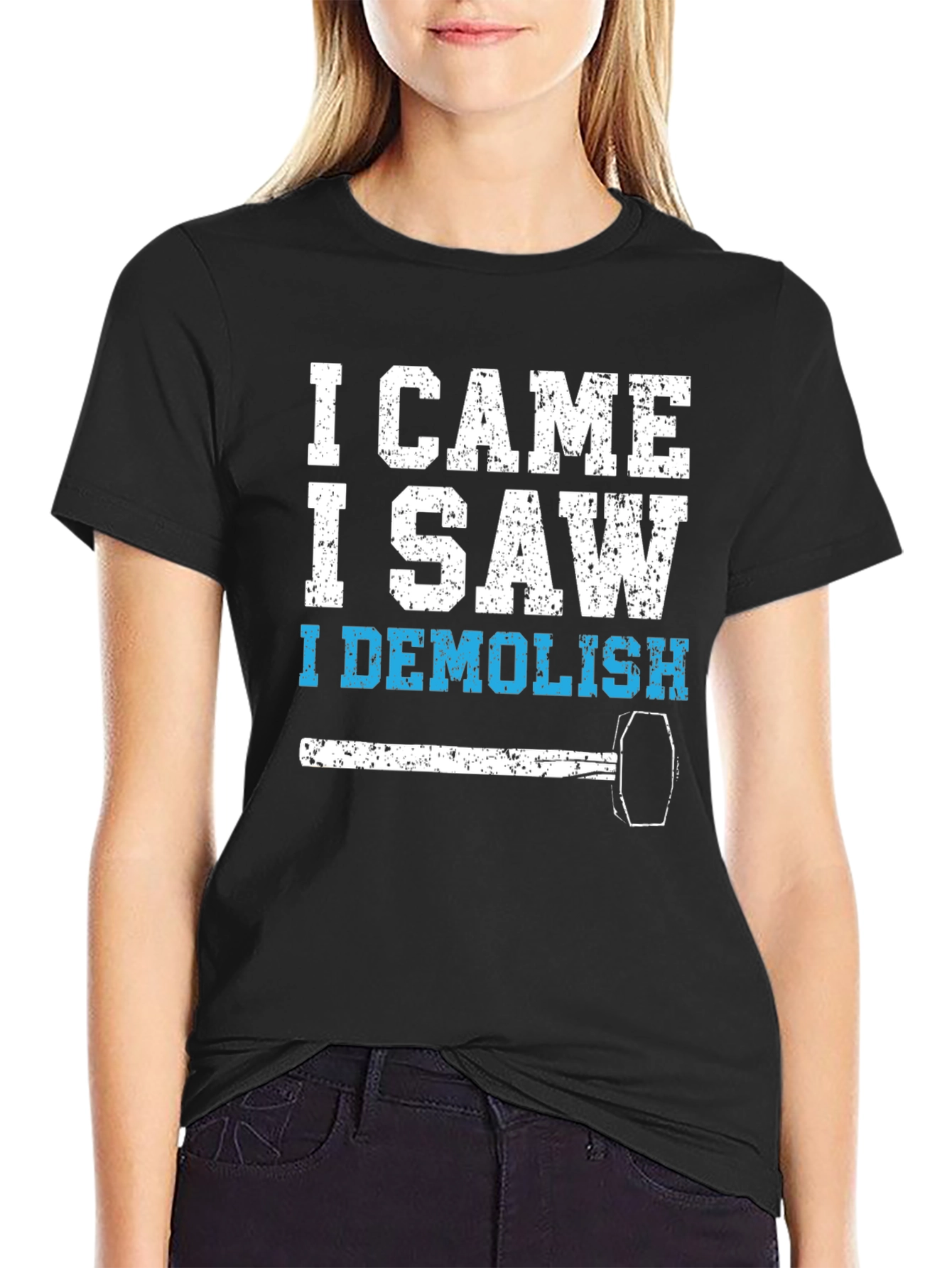 Black I Came I Saw I Demolish Black T-Shirt view 2