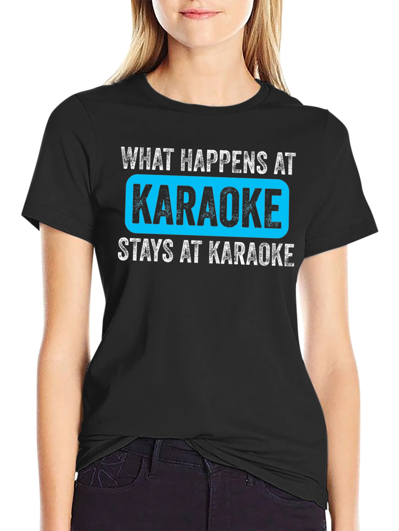 Black What Happens at Karaoke Black T-Shirt view 2