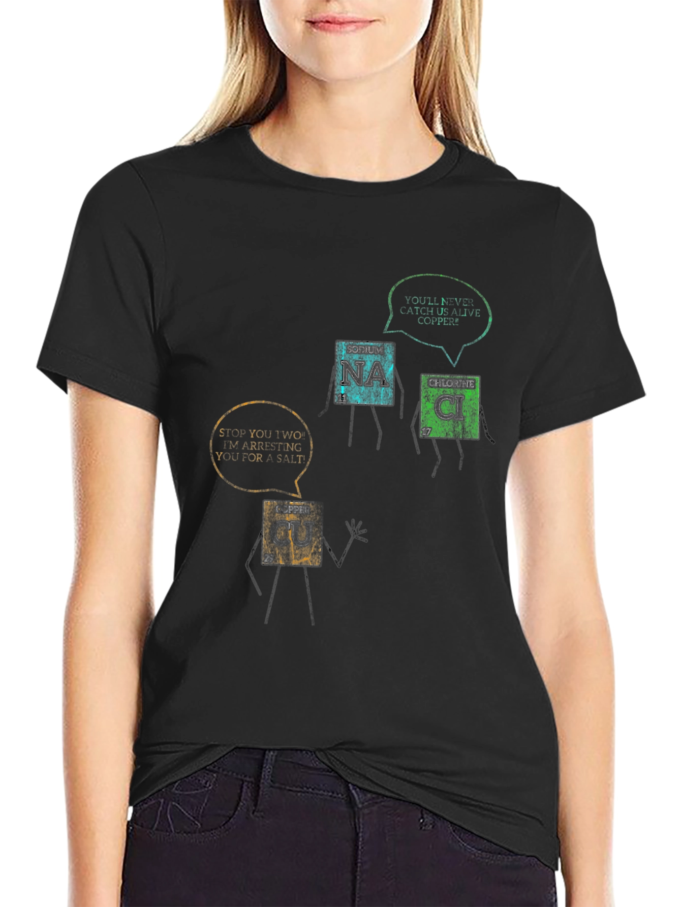 Black Funny Chemistry T-Shirt: Periodic Table Pun view 2