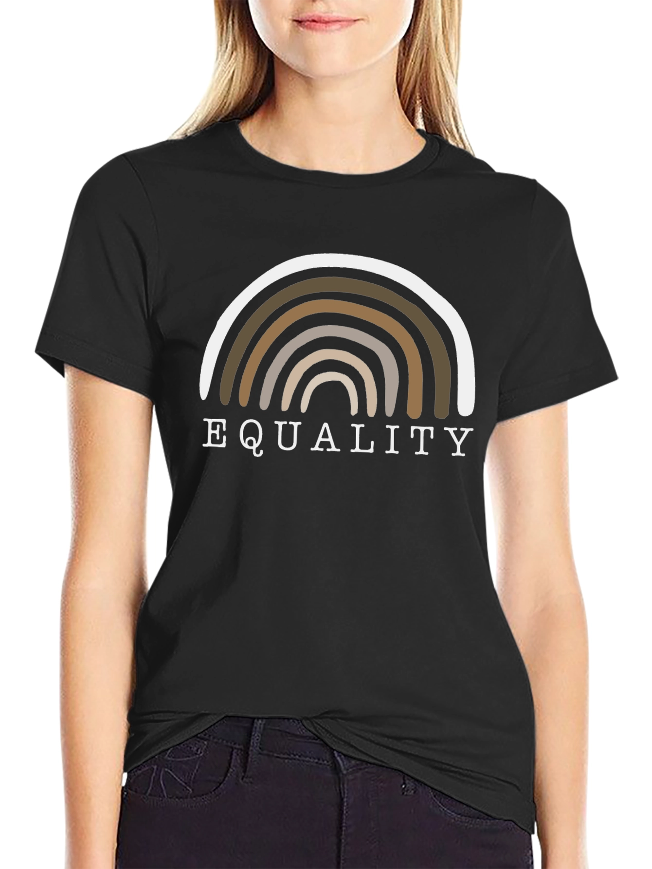 Black Equality Rainbow Graphic Tee - Soft Cotton Blend view 2