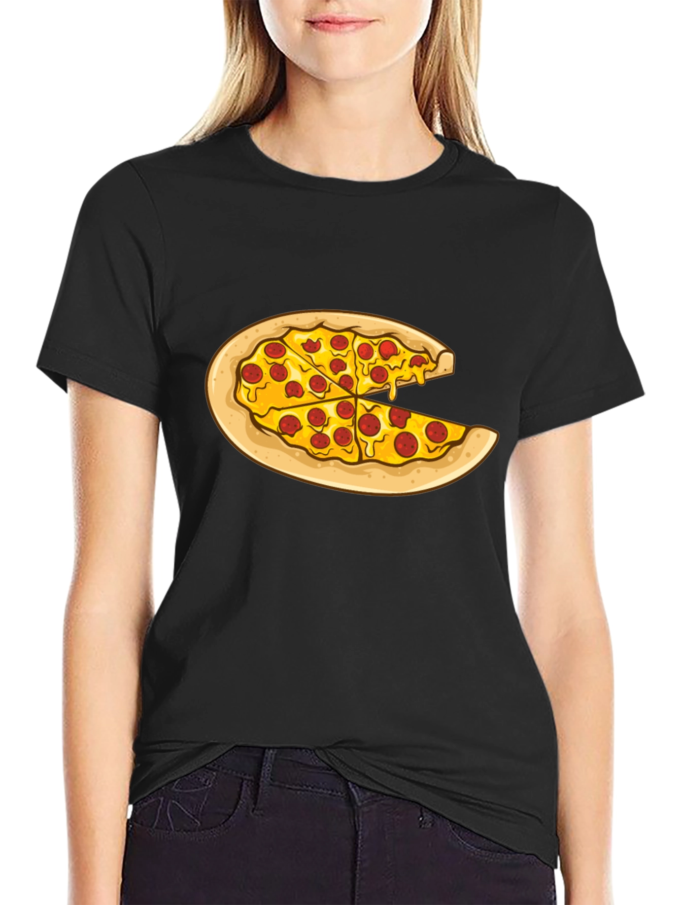 Black Pizza Slice Graphic Tee - Casual Comfort view 2