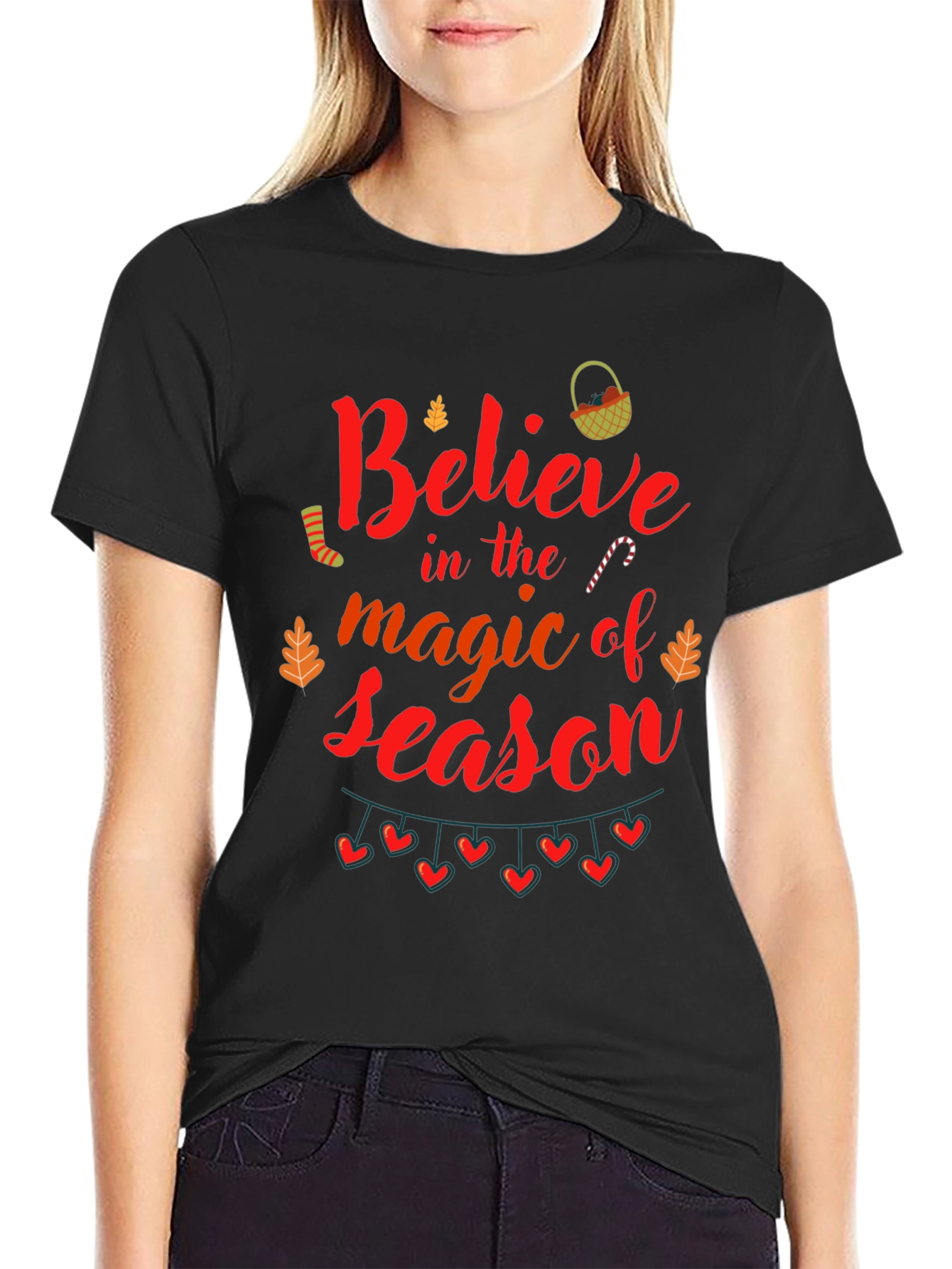 Black Believe Magic Season T-Shirt - Holiday Festive Tee view 2