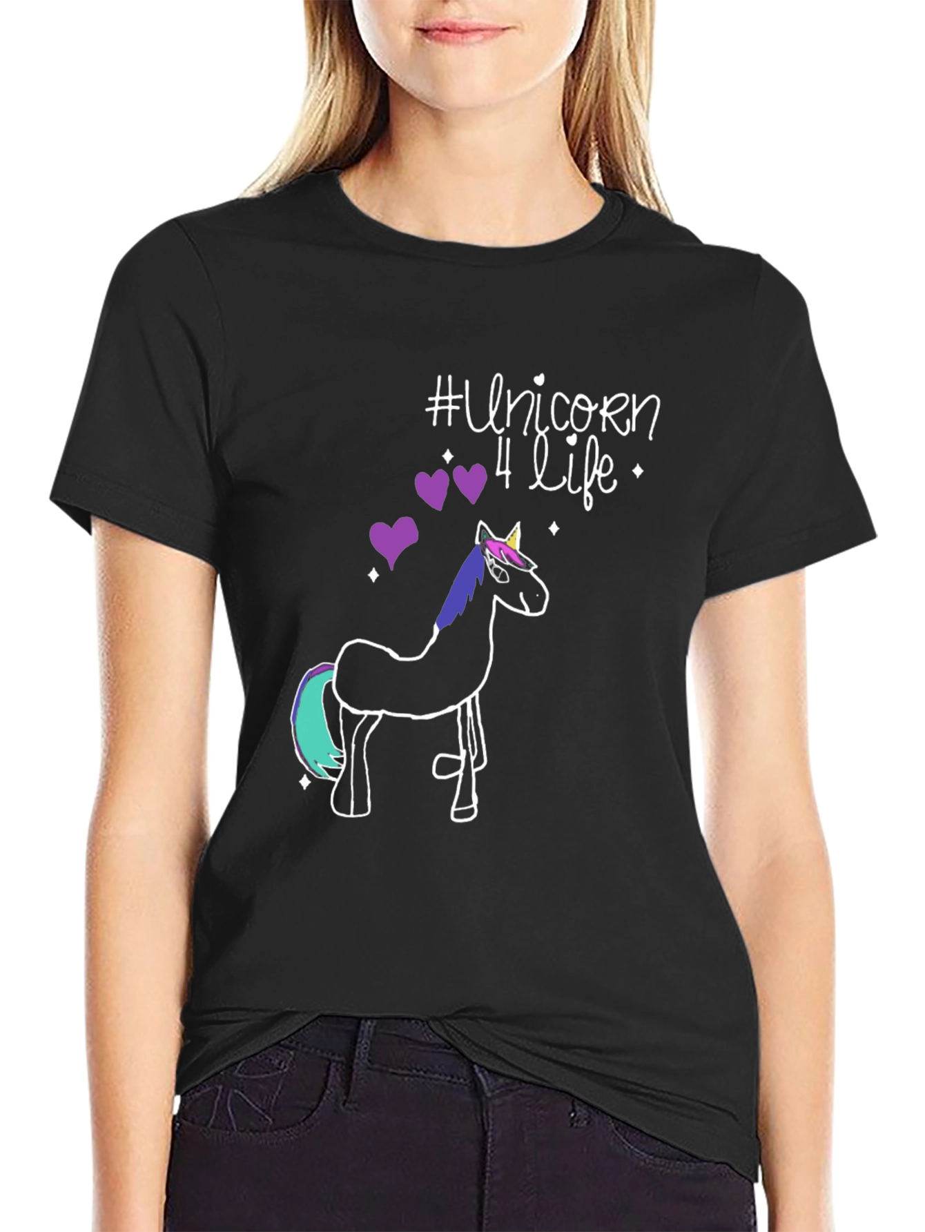 Black Unicorn 4 Life Graphic T-Shirt view 2