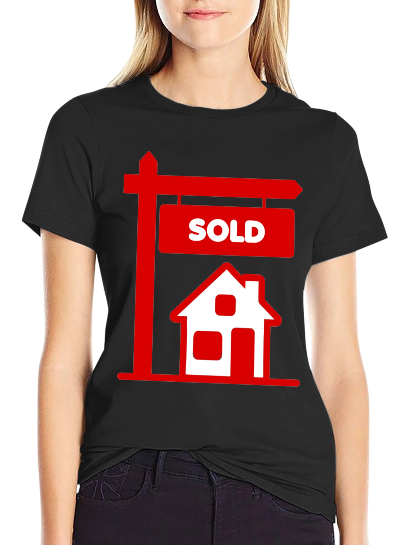 Black Sold House Graphic Tee - Real Estate T-Shirt view 2