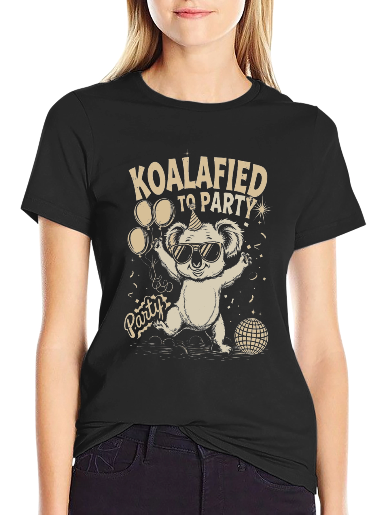 Black Koalafied to Party Graphic Tee - Fun Novelty T-Shirt view 2