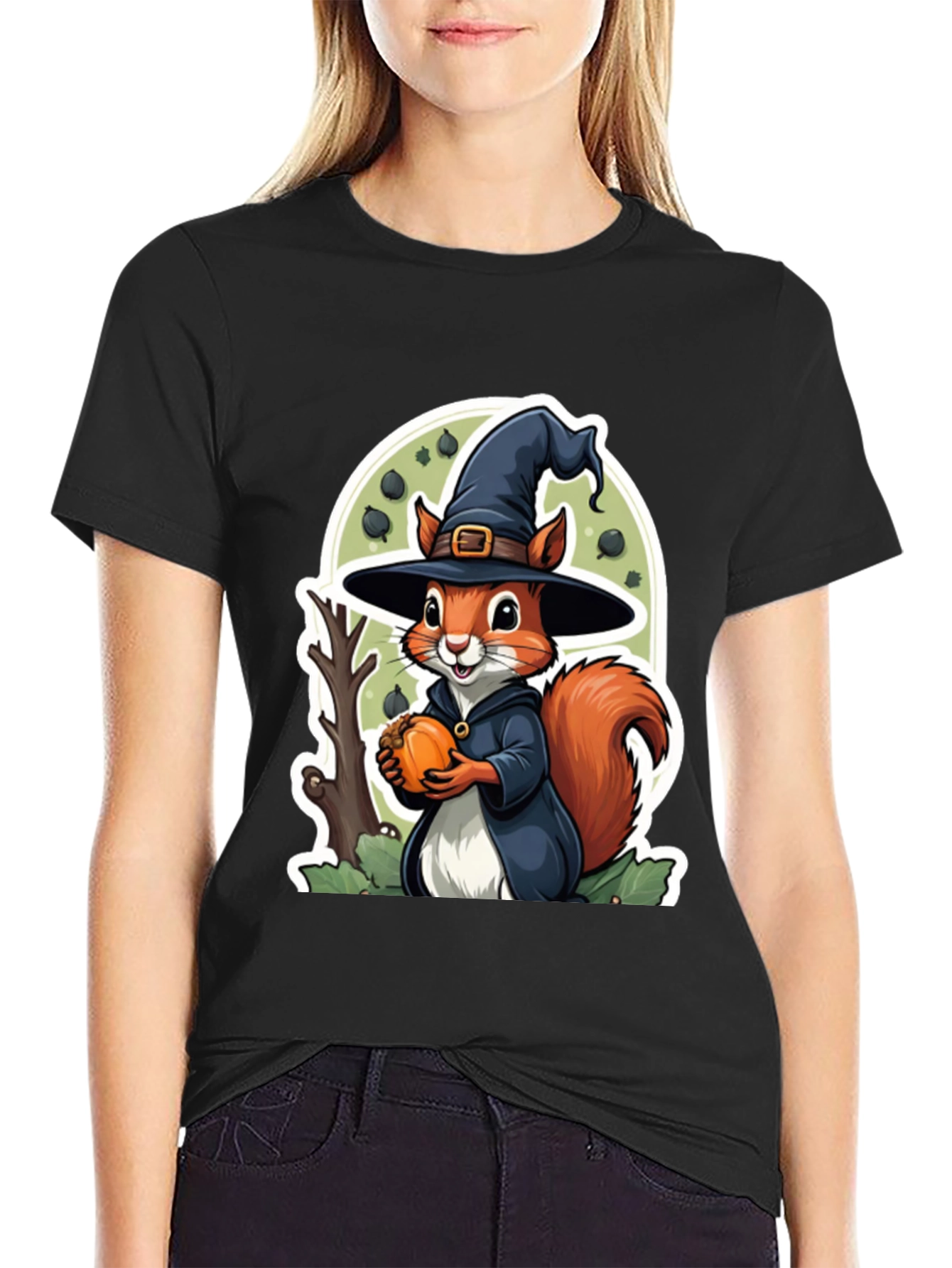 Black Halloween Squirrel Graphic Tee view 2