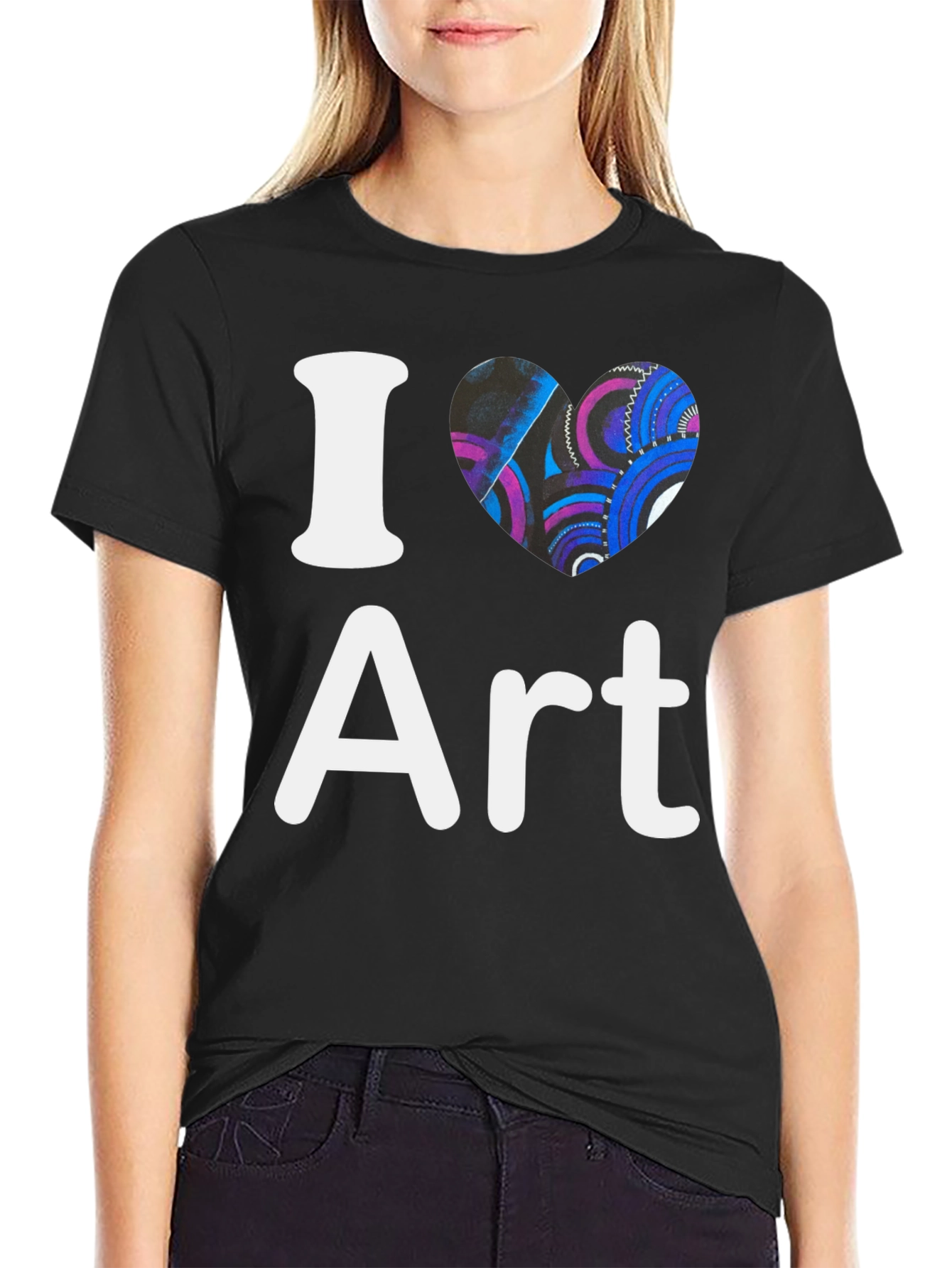 Black I Heart Art Graphic T-Shirt - Artistic Expression view 2