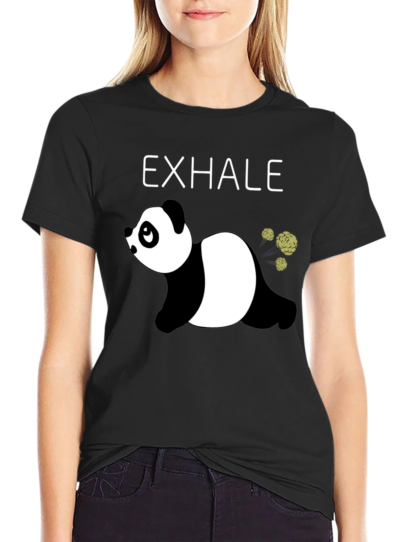 Black Exhale Panda Graphic Tee - Relax & Unwind view 2