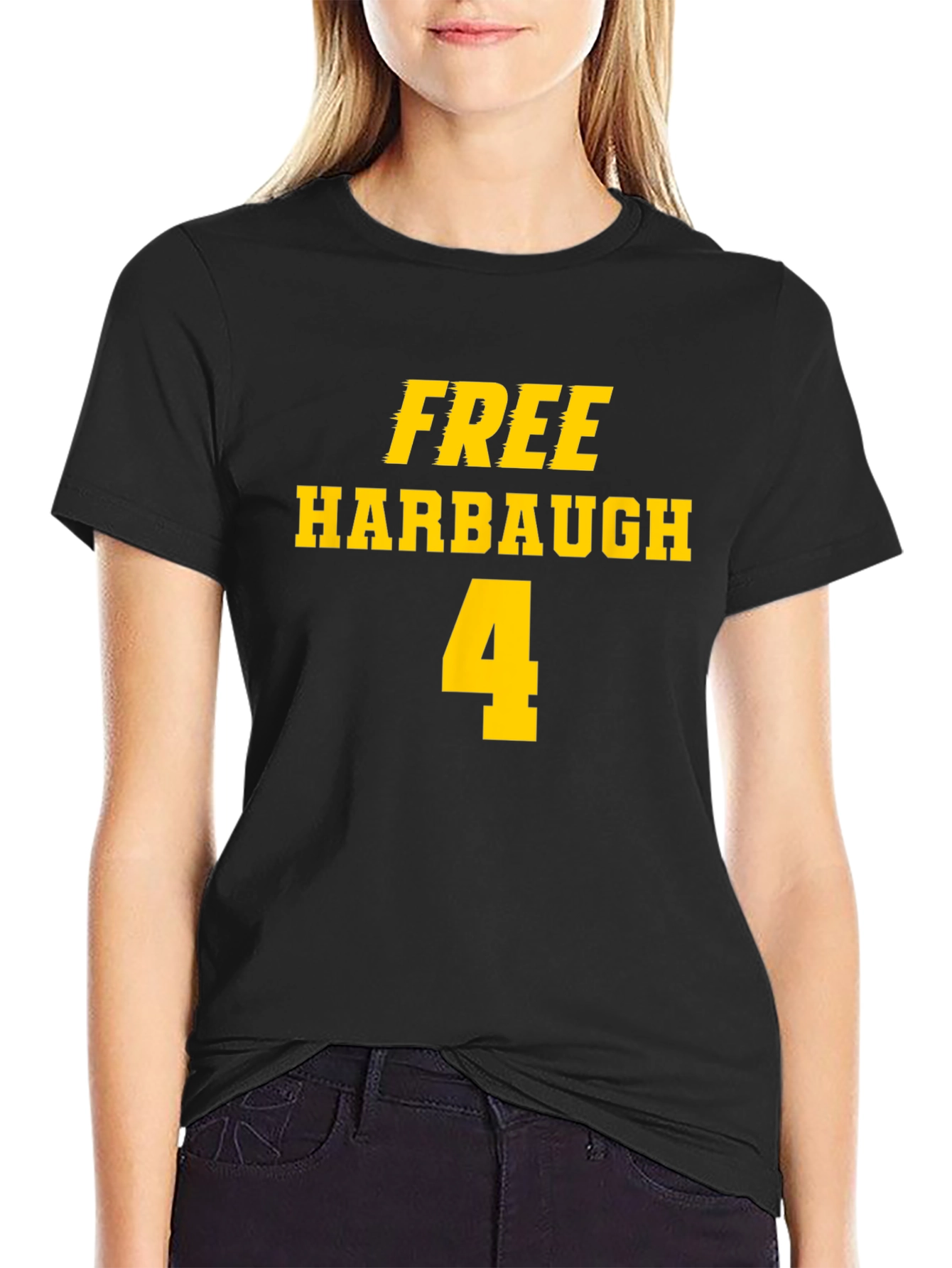 Black Free Harbaugh 4 T-Shirt Black view 2
