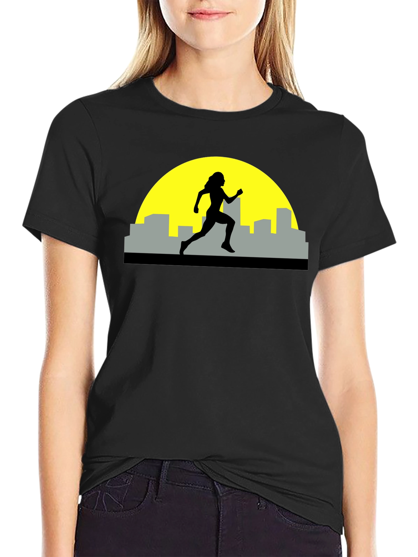 Black Runner Silhouette Graphic Tee - Black view 2