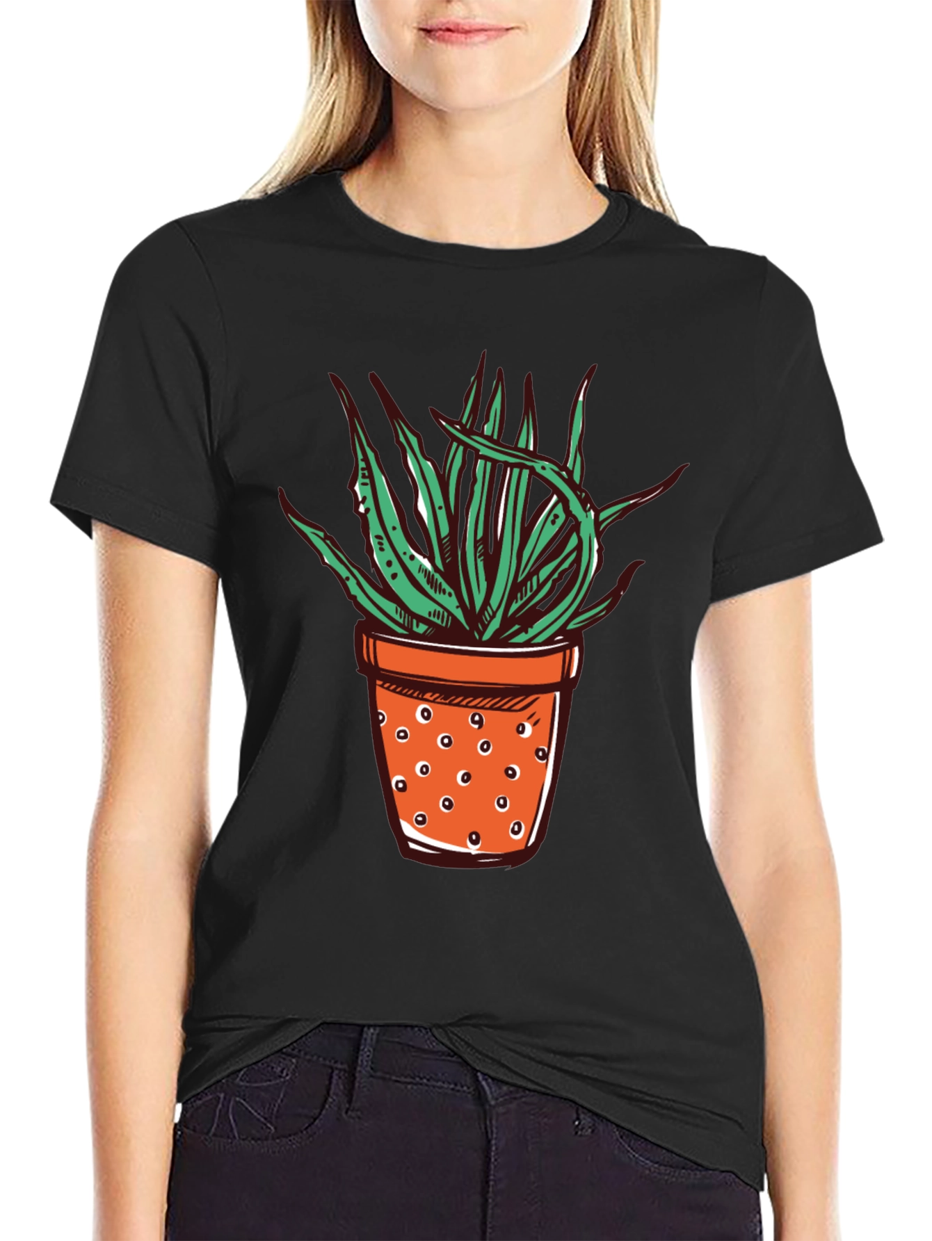 Black Potted Plant Graphic Tee - Unique Design view 2