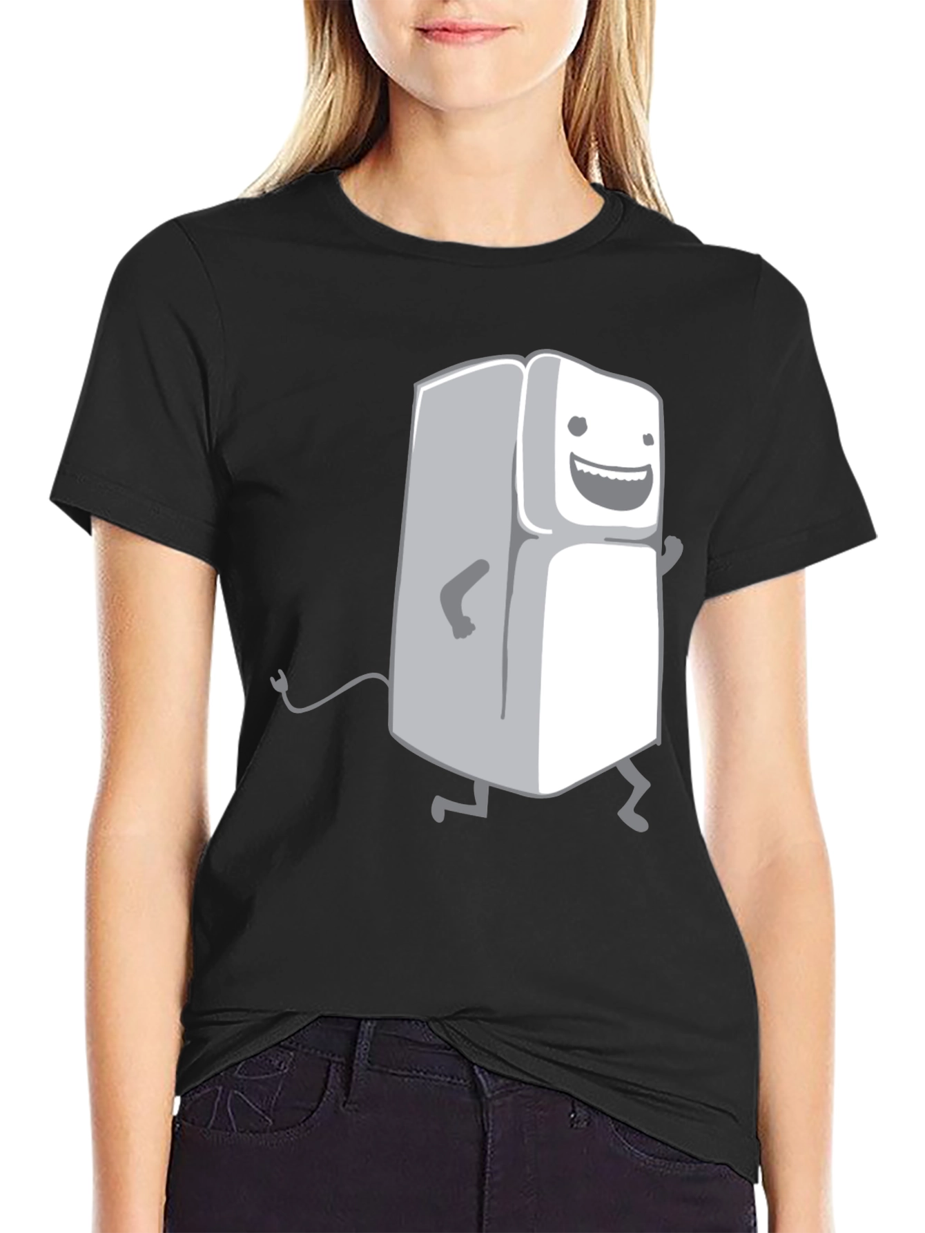 Black Funny Refrigerator Graphic T-Shirt - Black view 2
