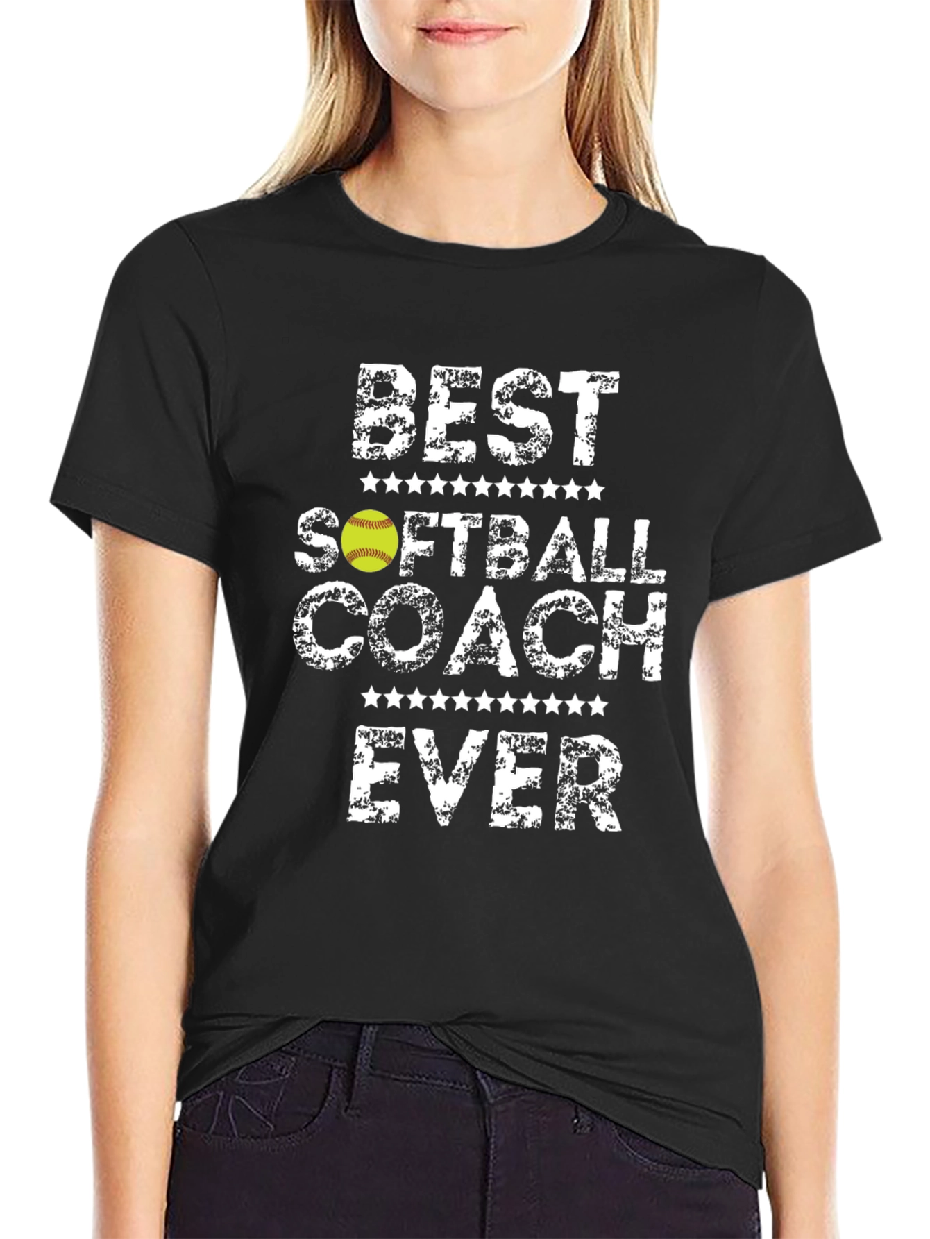 Black Best Softball Coach Ever T-Shirt - Gift for Coaches view 2