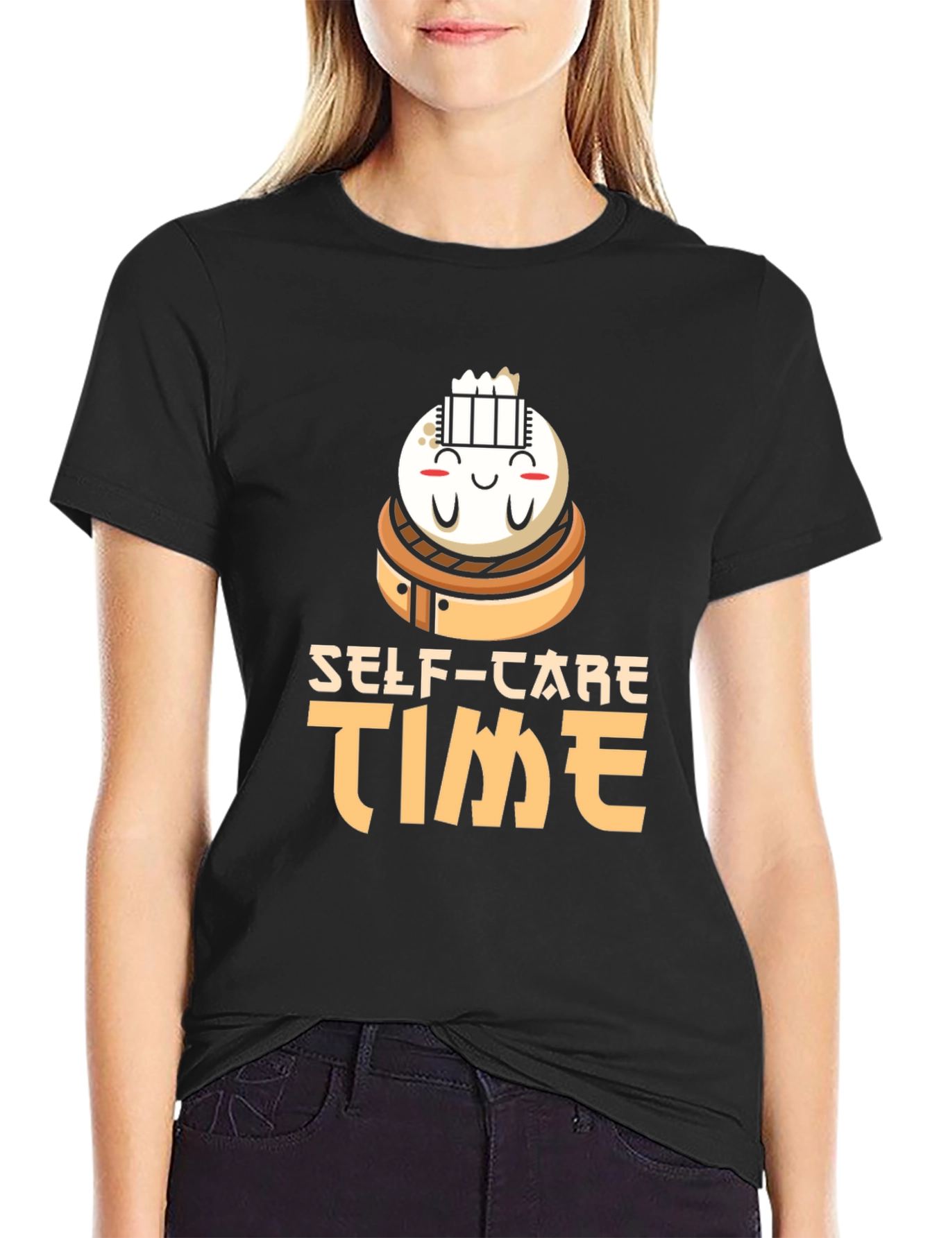Black Self-Care Time Dumpling T-Shirt view 2