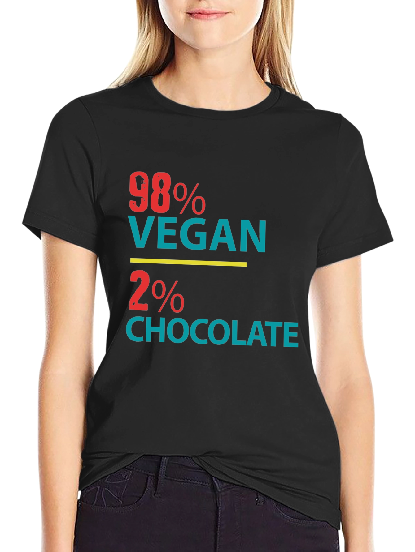 Black 98% Vegan 2% Chocolate Graphic Tee view 2