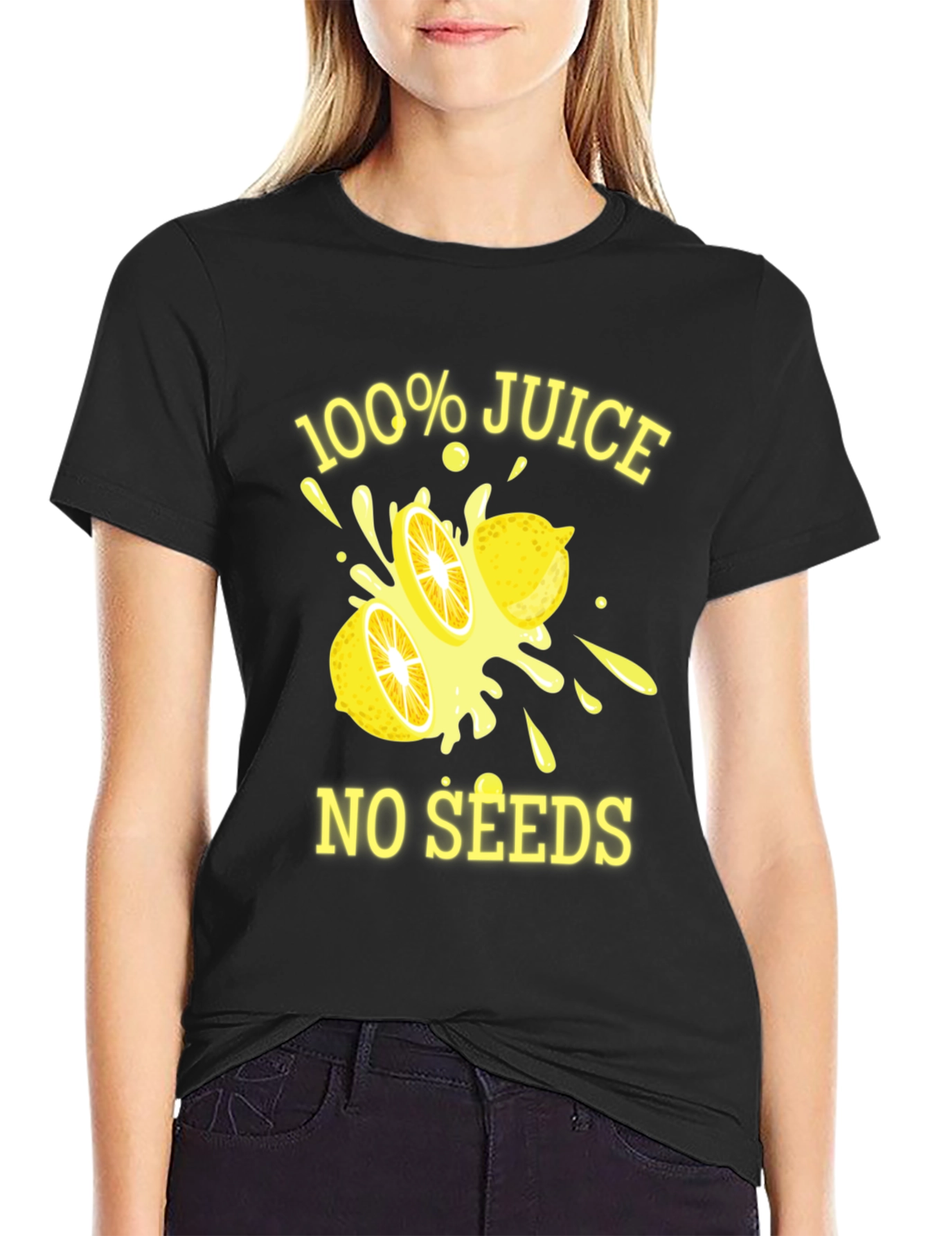 Black 100% Juice No Seeds T-Shirt - Black Graphic Tee view 2