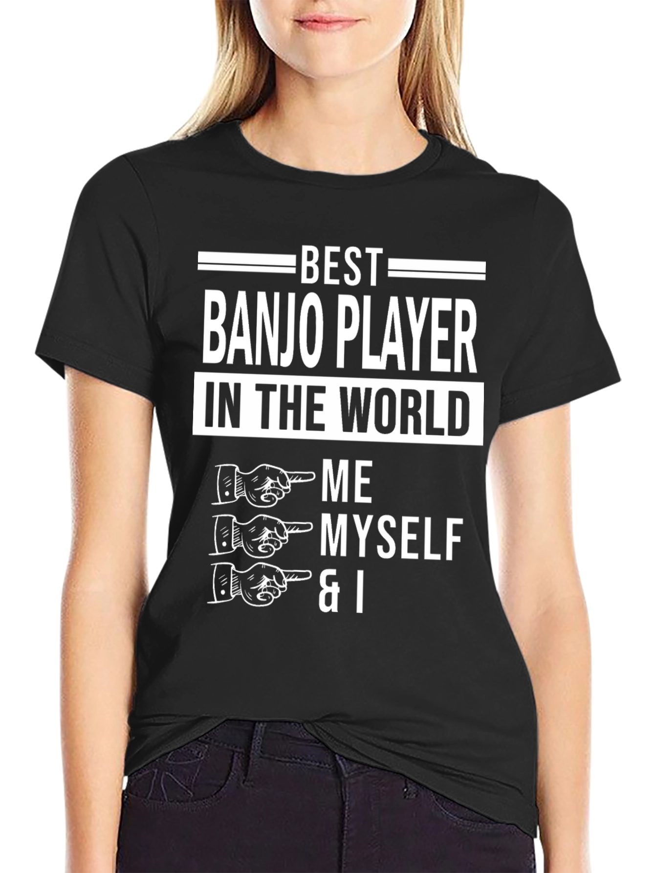 Black Best Banjo Player T-Shirt - Funny Novelty Tee view 2