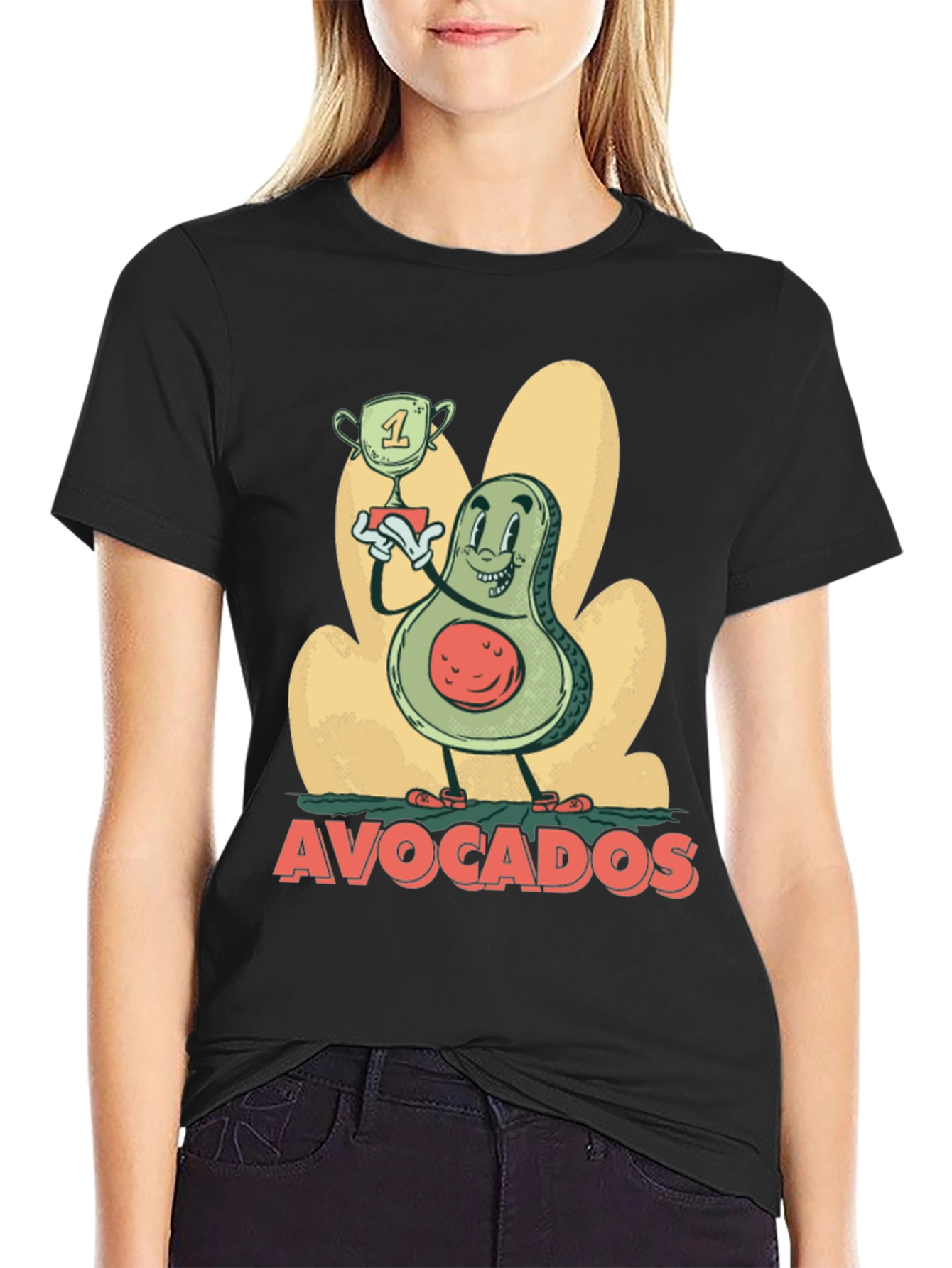Black Funny Avocado Champion Black T-Shirt view 2