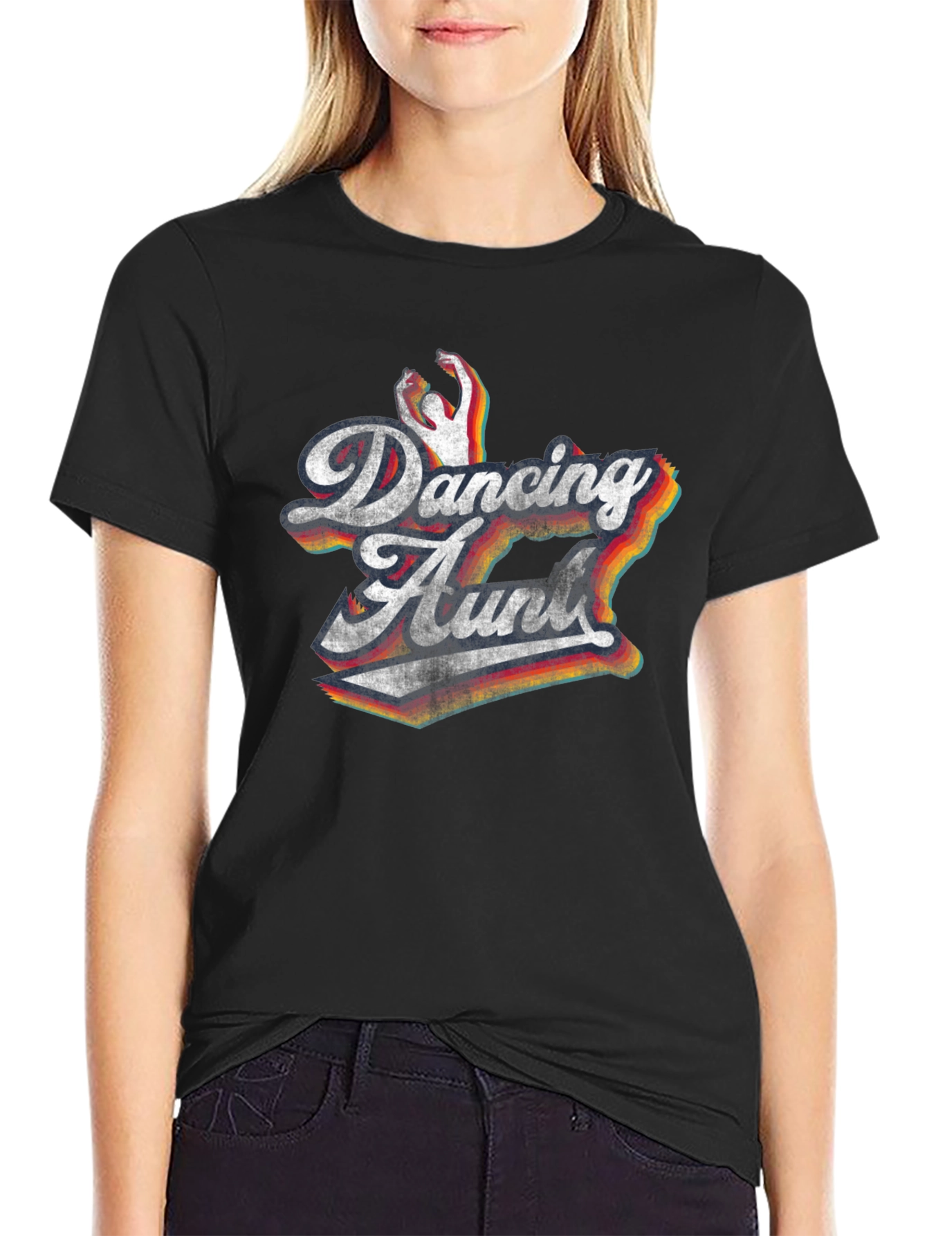 Black Dancing Aunt Retro T-Shirt view 2