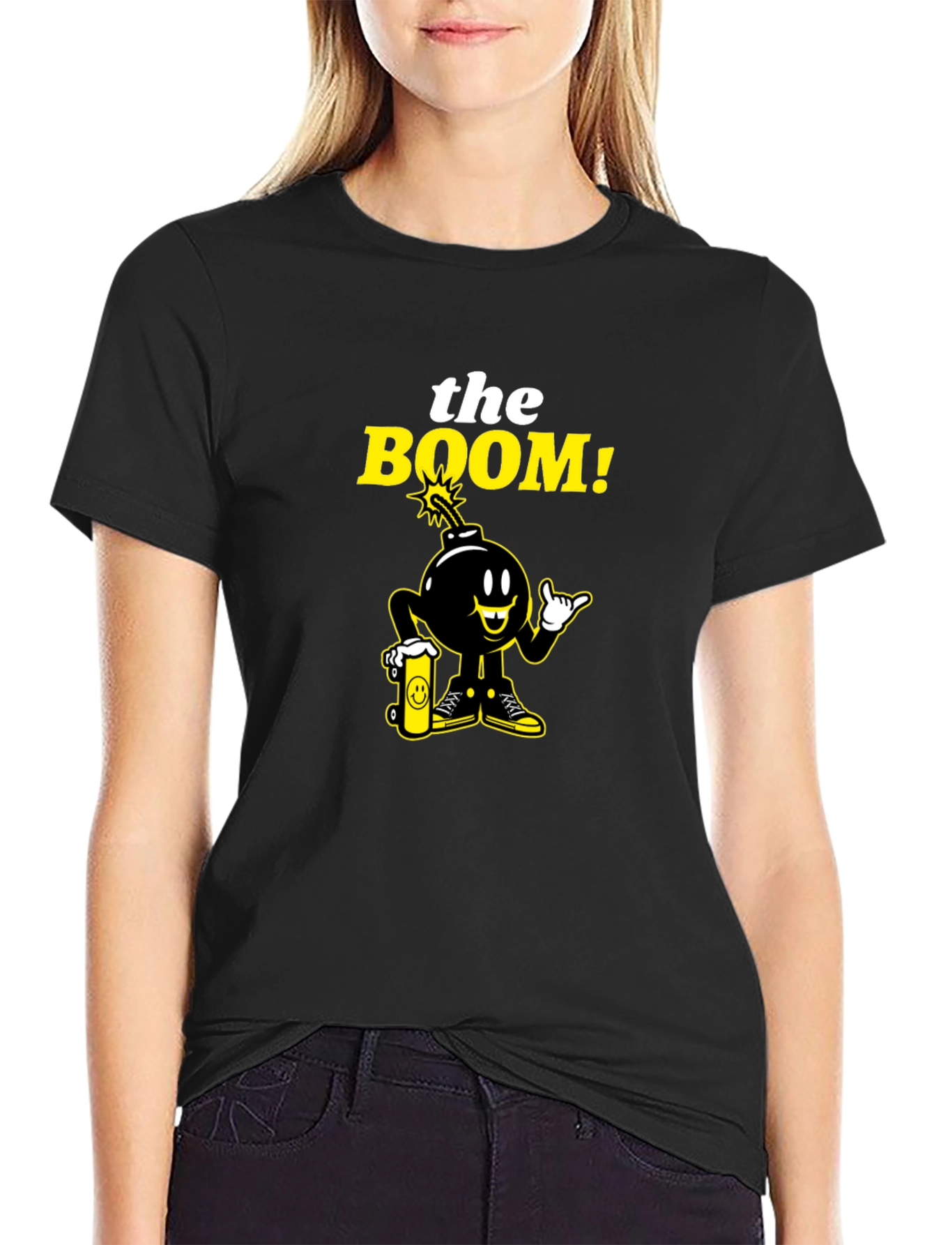 Black The Boom! Black Graphic Print Crew Neck T-Shirt view 2
