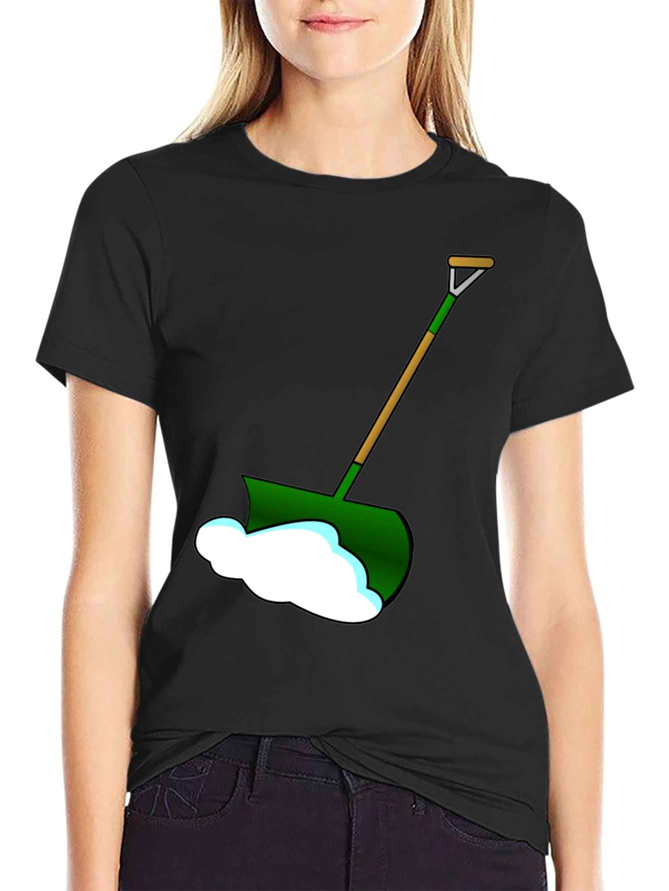 Black Snow Shovel Graphic T-Shirt - Winter Ready! view 2