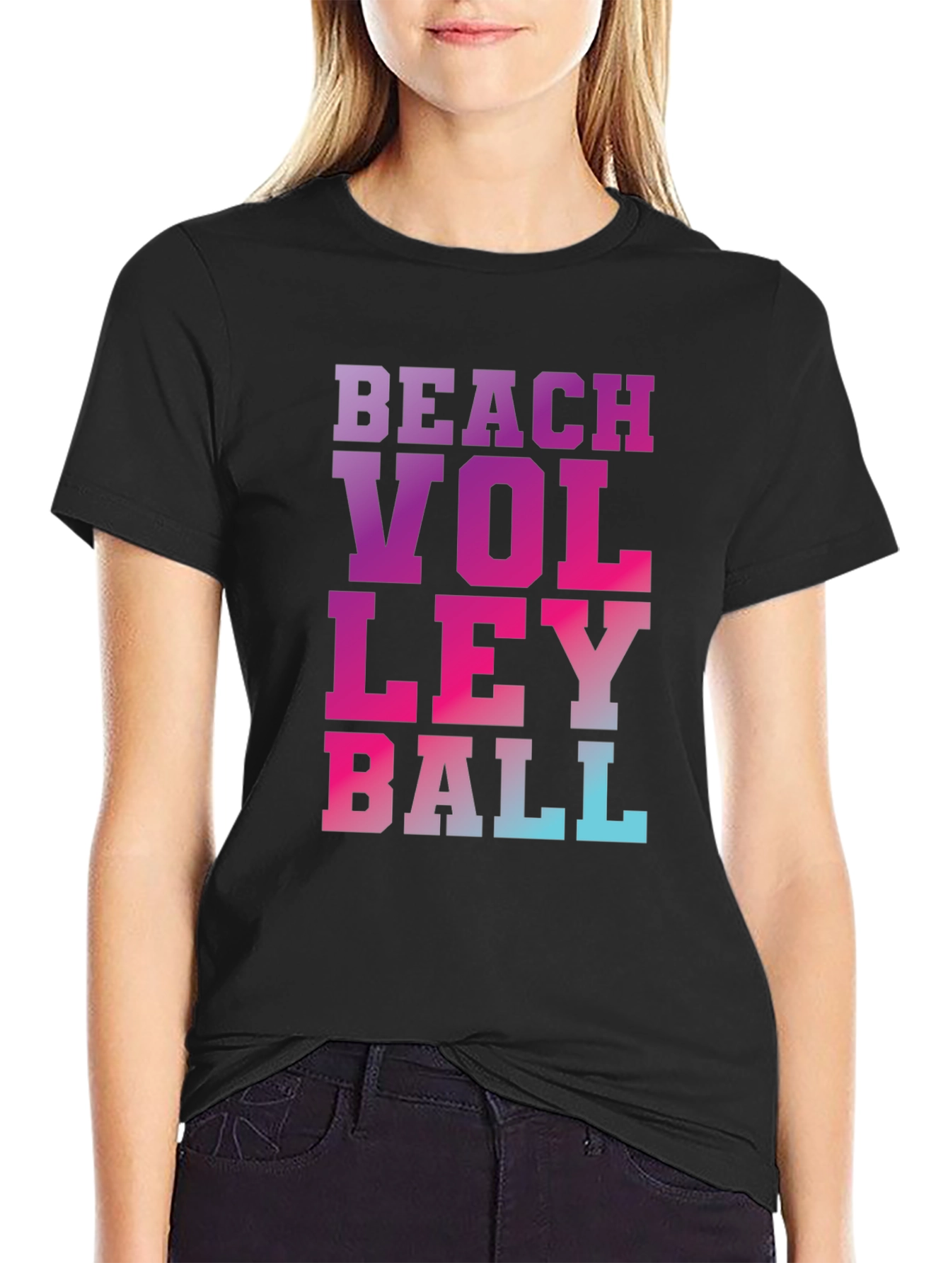 Black Beach Volleyball Graphic Tee view 2