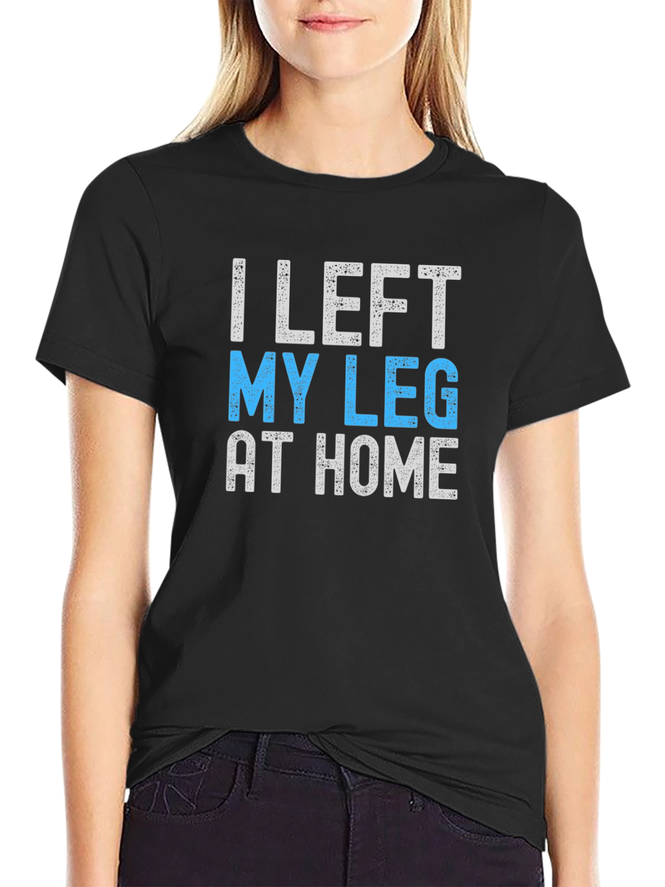 Black Humorous "I Left My Leg at Home" Graphic Tee view 2