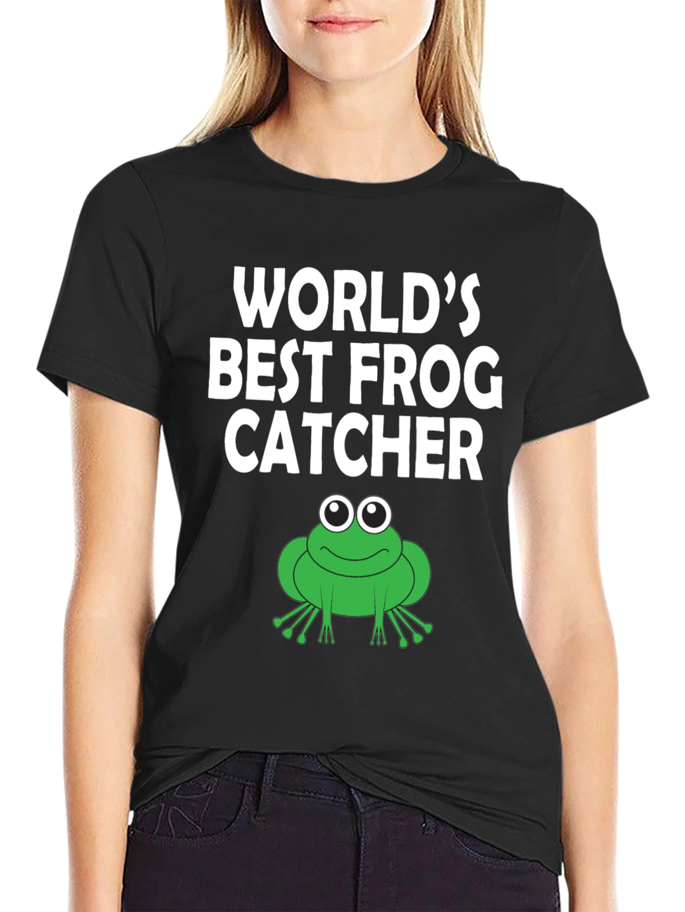 Black World's Best Frog Catcher T-Shirt view 2