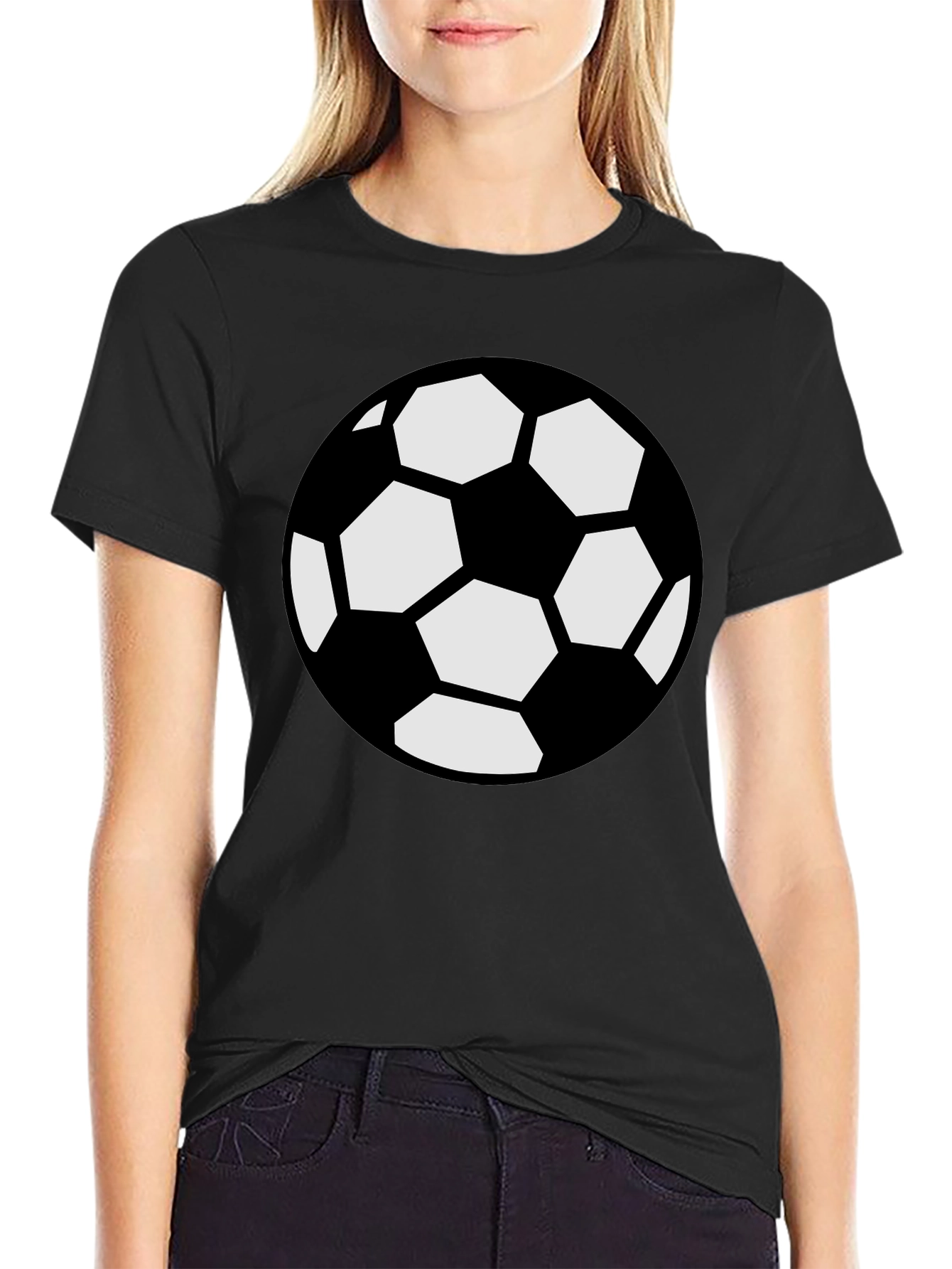 Black Soccer Ball Graphic Black T-Shirt view 2