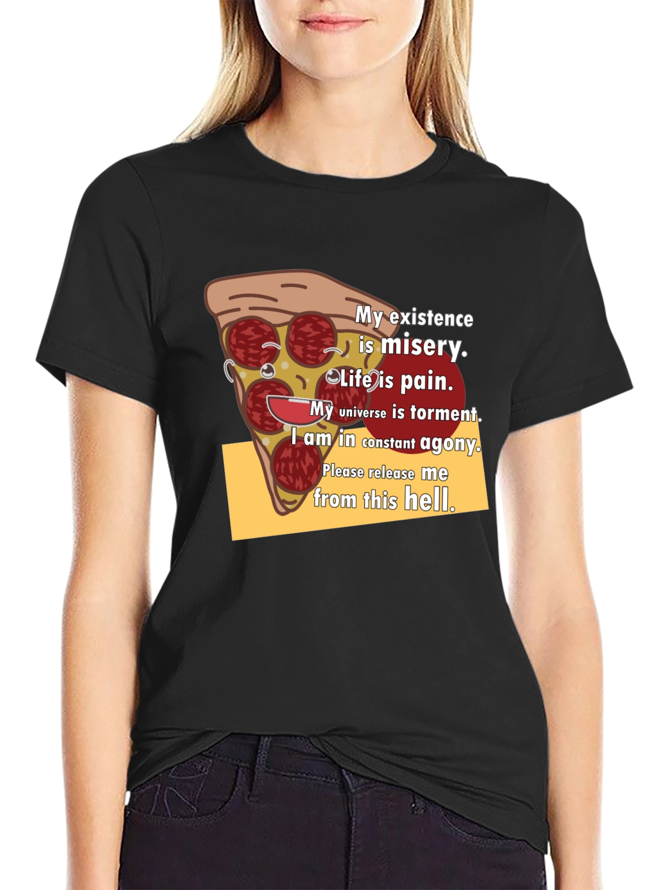 Pizza Slice Graphic Tee - Existential Misery T-Shirt - 2