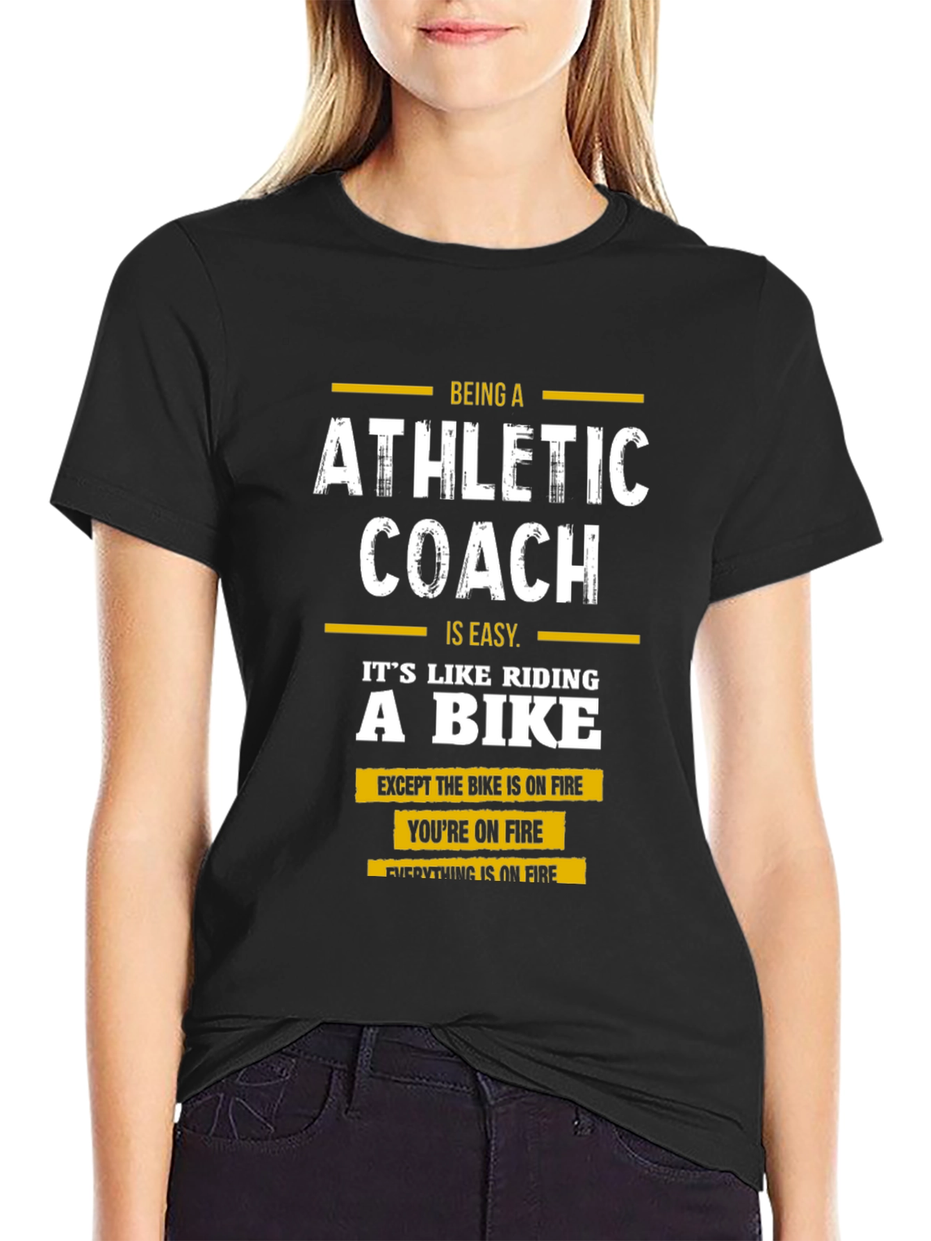 Black Athletic Coach On Fire T-Shirt Funny Coach Gift view 2