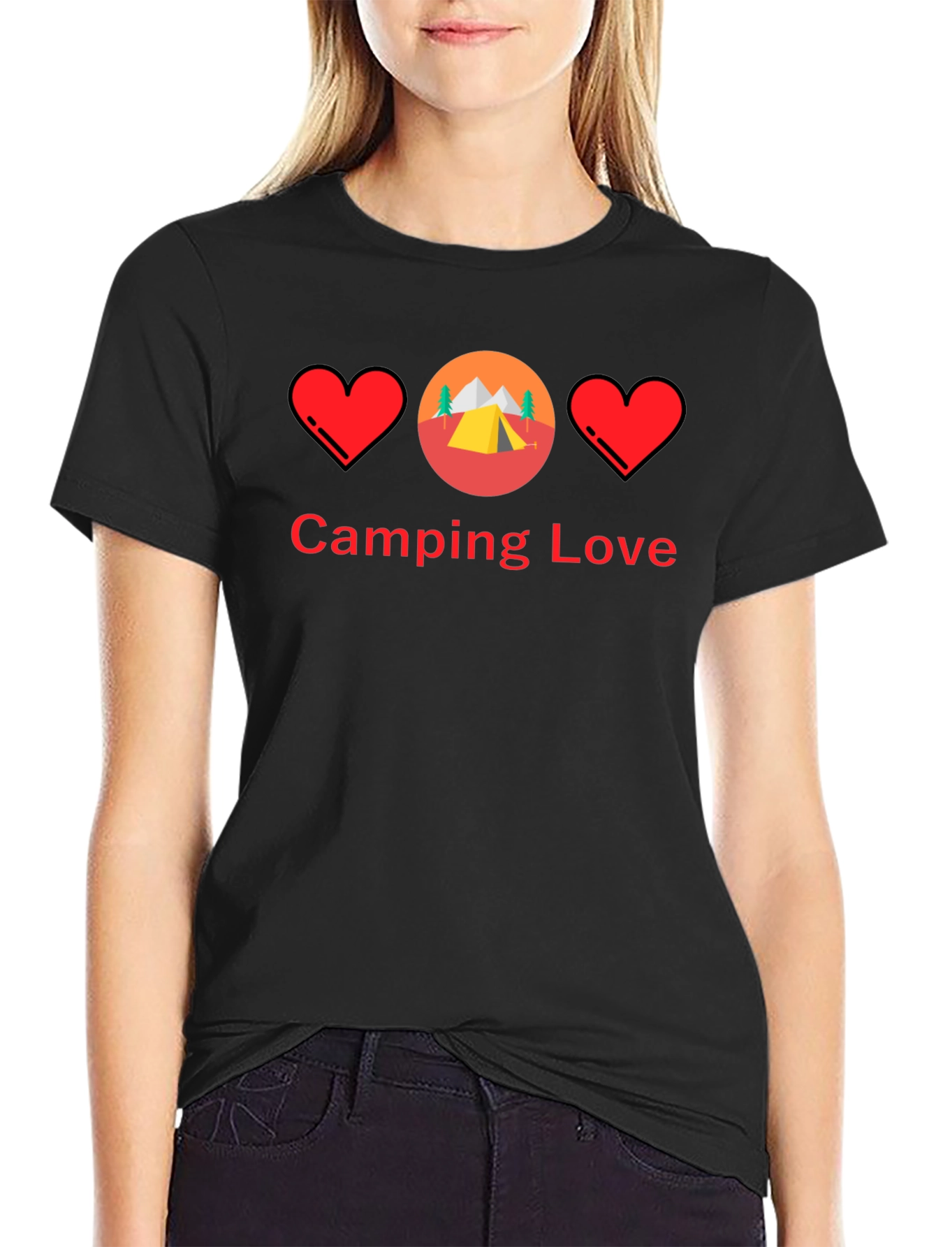 Black Camping Love Graphic Tee - Black Unisex Shirt view 2
