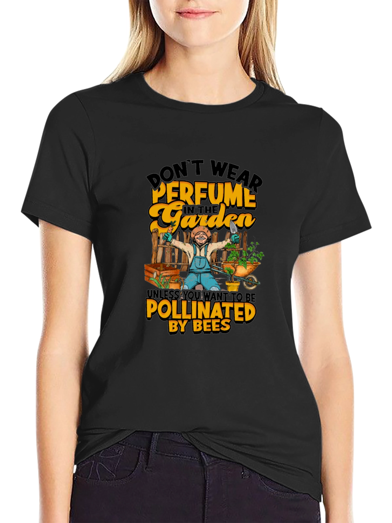 Black Funny Gardening T-Shirt - Don't Wear Perfume! view 2