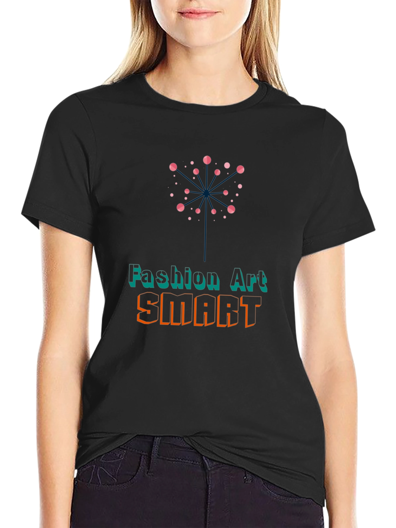 Black Fashion Art SMART Graphic Print T-Shirt view 2