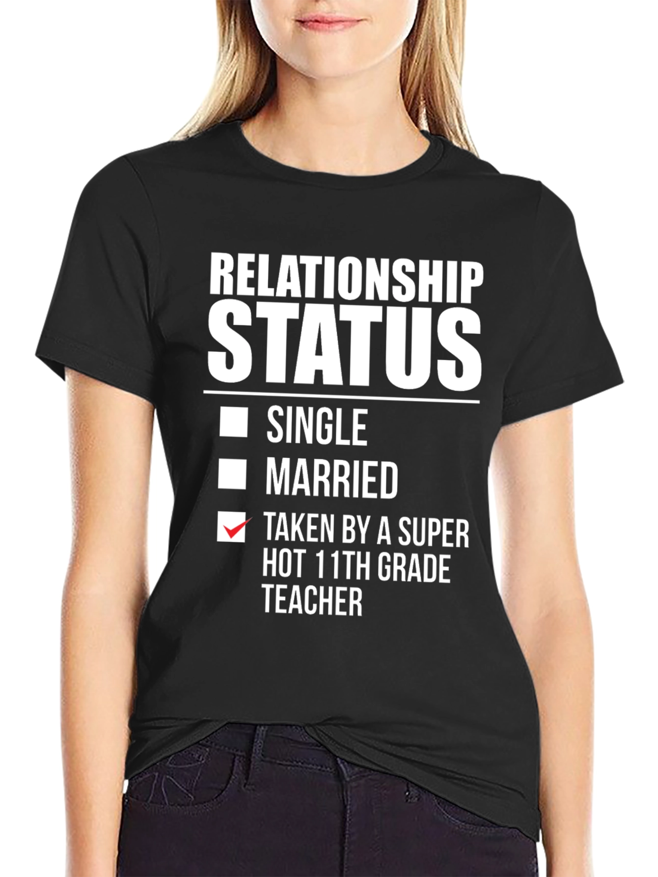Black Relationship Status T-Shirt - Humorous Graphic Tee view 2