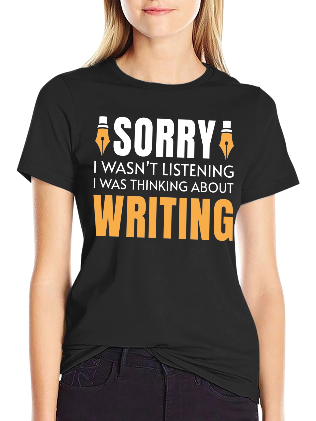 Black Sorry Writing Funny T-Shirt view 2