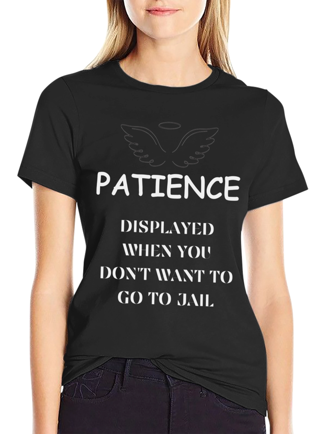 Black Patience Jail Humor Graphic Tee - Black view 2