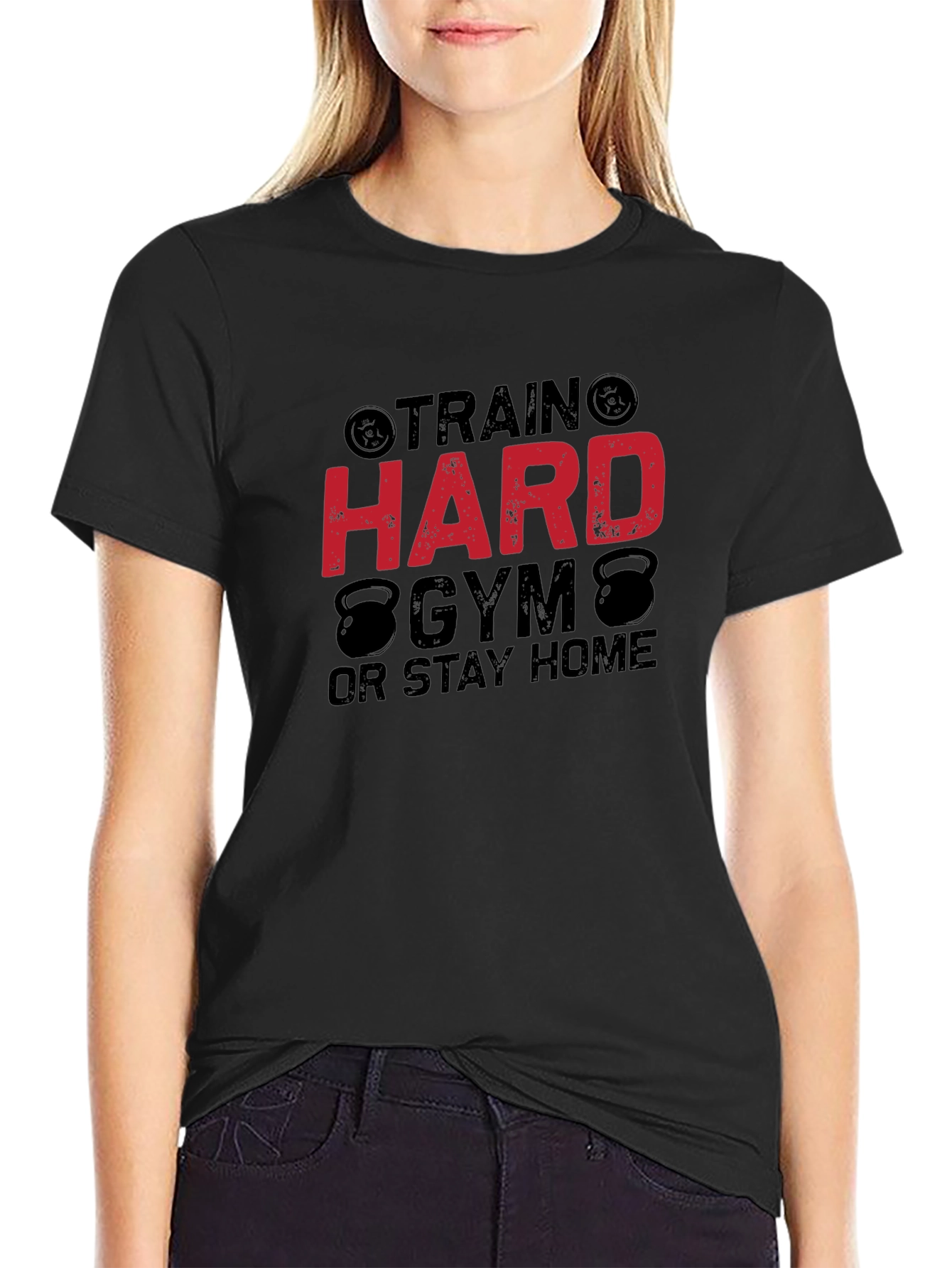 Black Train Hard Gym Black T-Shirt for Men view 2