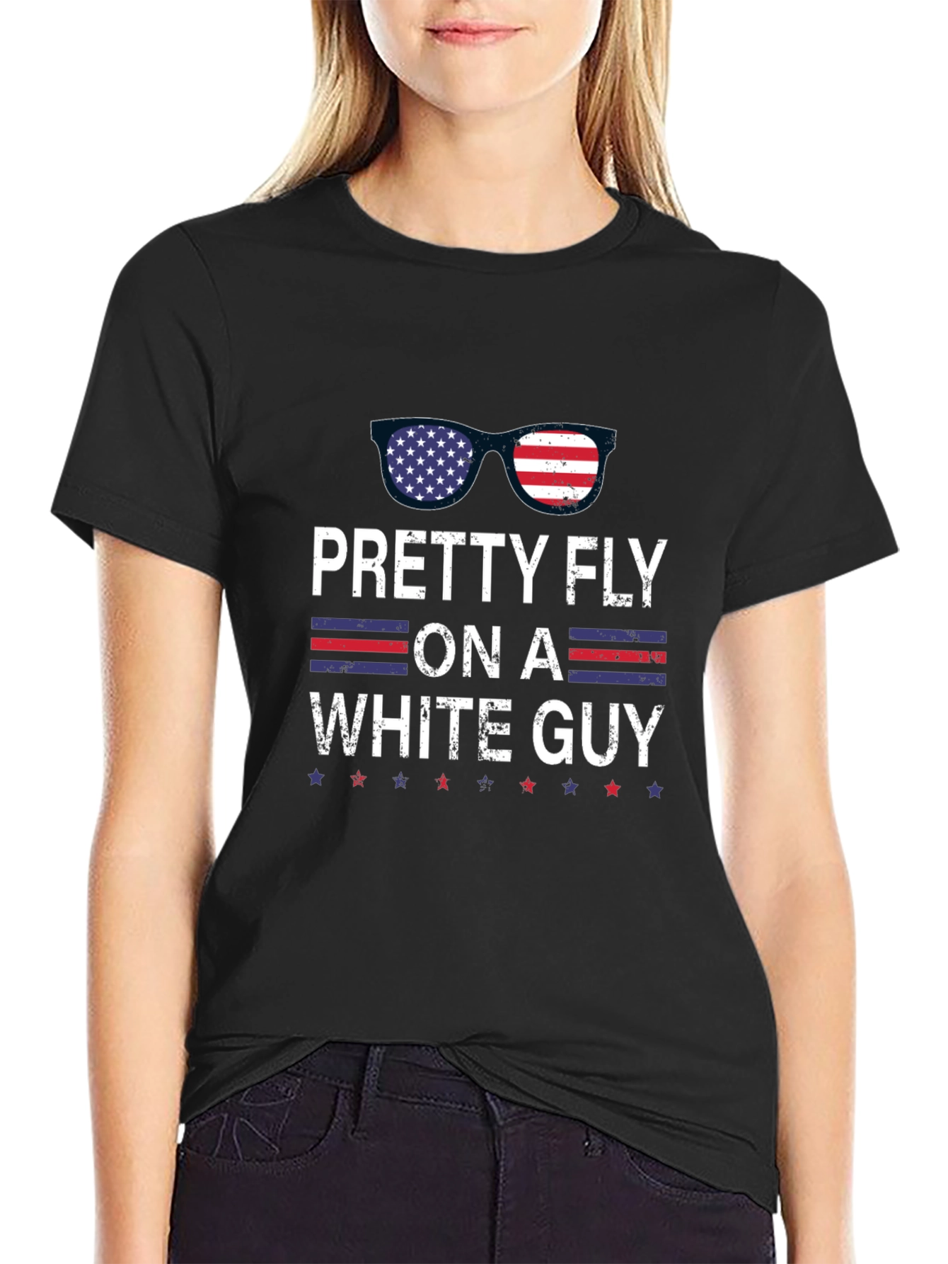 Black Pretty Fly On A White Guy Patriotic T-Shirt view 2
