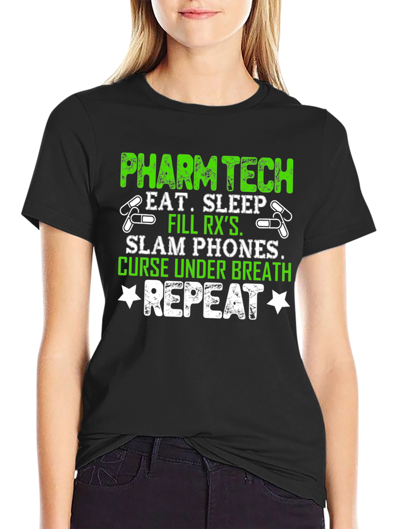 Black Pharm Tech Eat Sleep T-Shirt view 2
