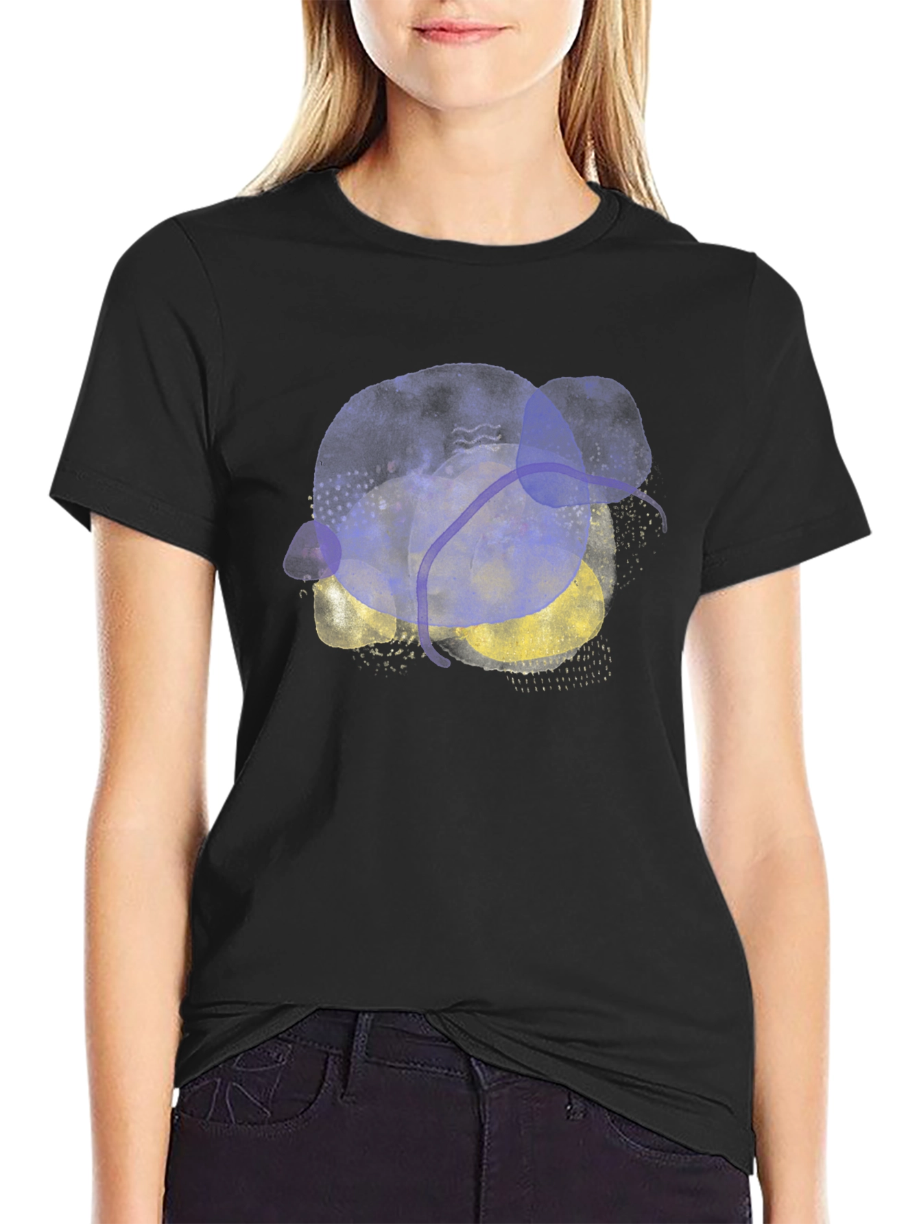 Black Abstract Art Black T-Shirt - Modern Graphic Tee view 2