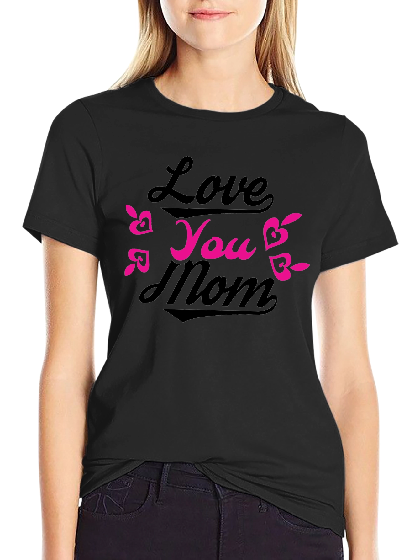 Black Love You Mom Black T-Shirt view 2