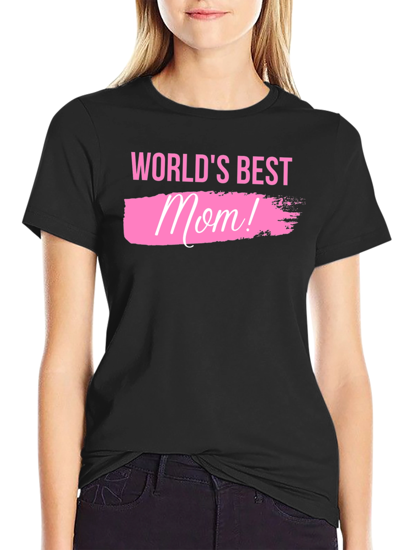 Black World's Best Mom! Black T-Shirt view 2