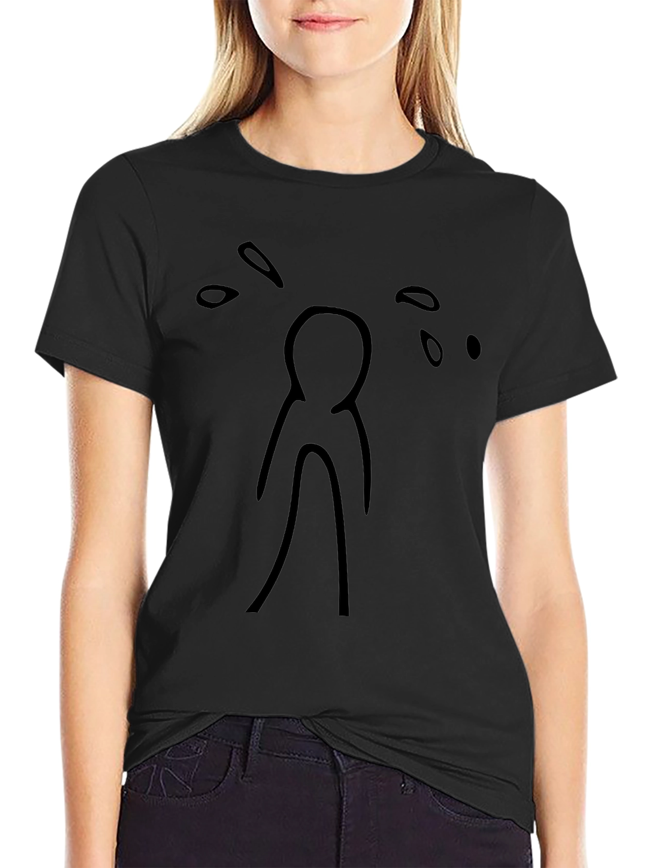 Black Distressed Stick Figure Graphic Tee view 2