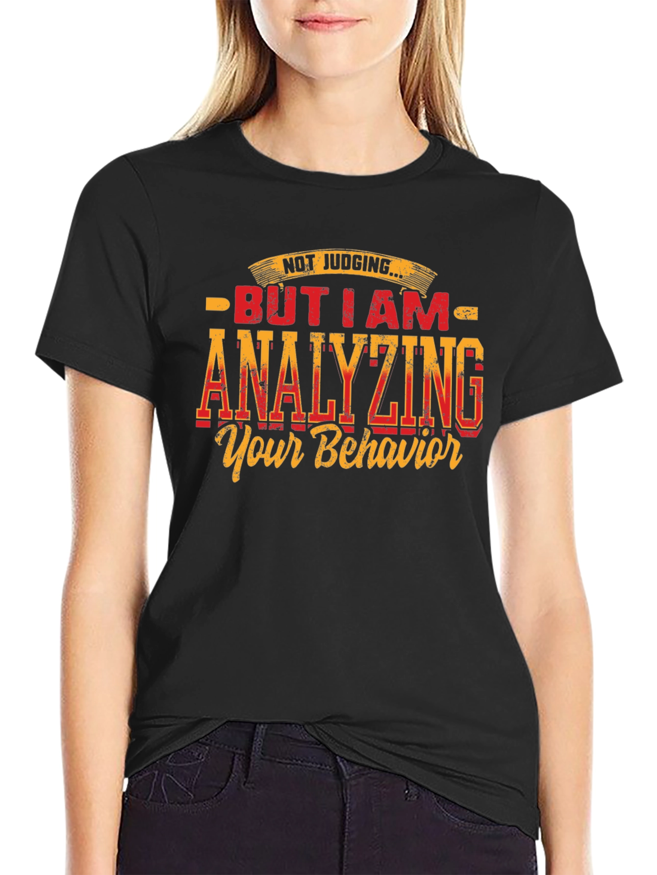 Black Analyzing Behavior Graphic Tee - Humorous Design view 2