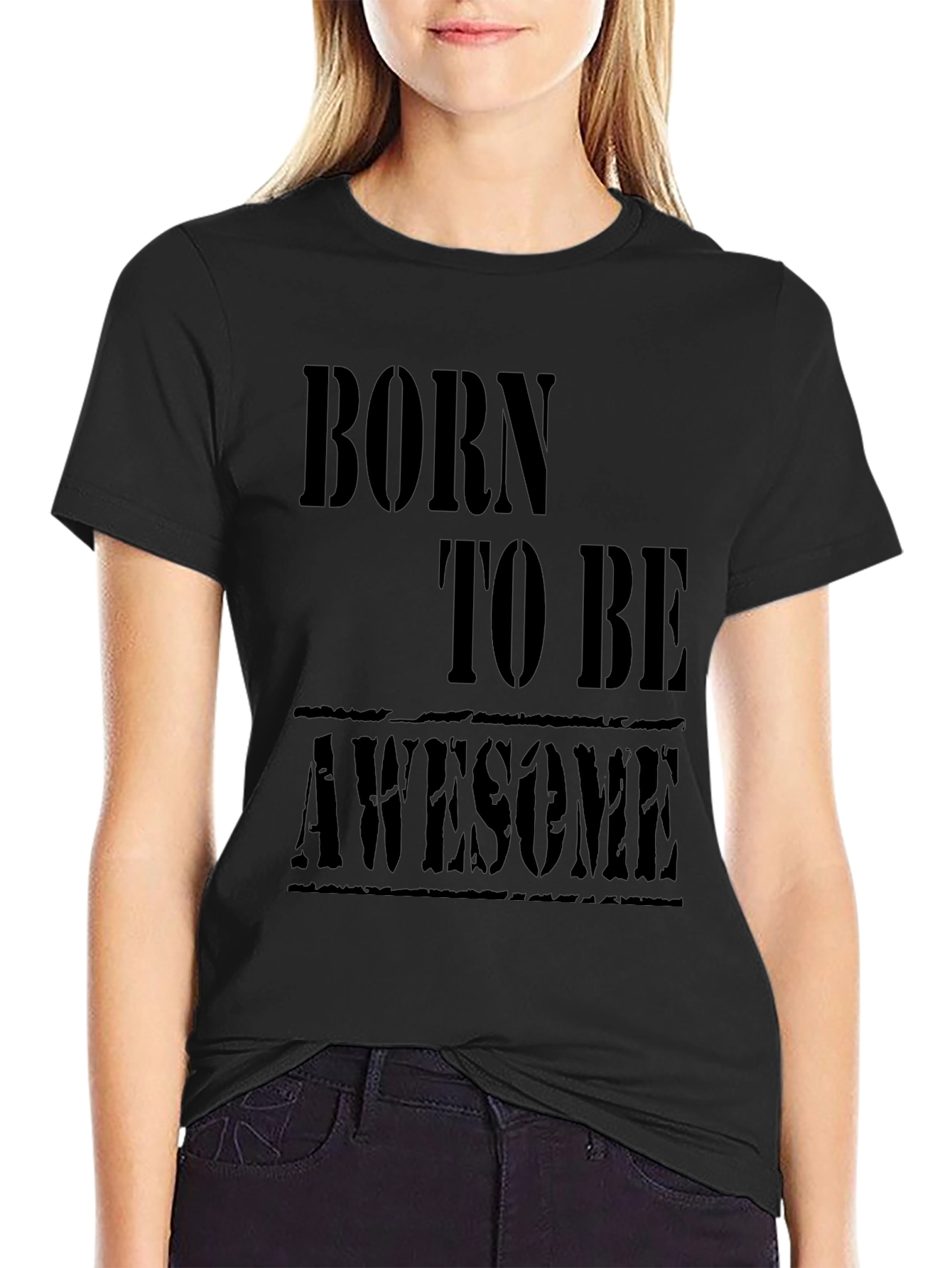 Black Born to be Awesome Black T-Shirt view 2