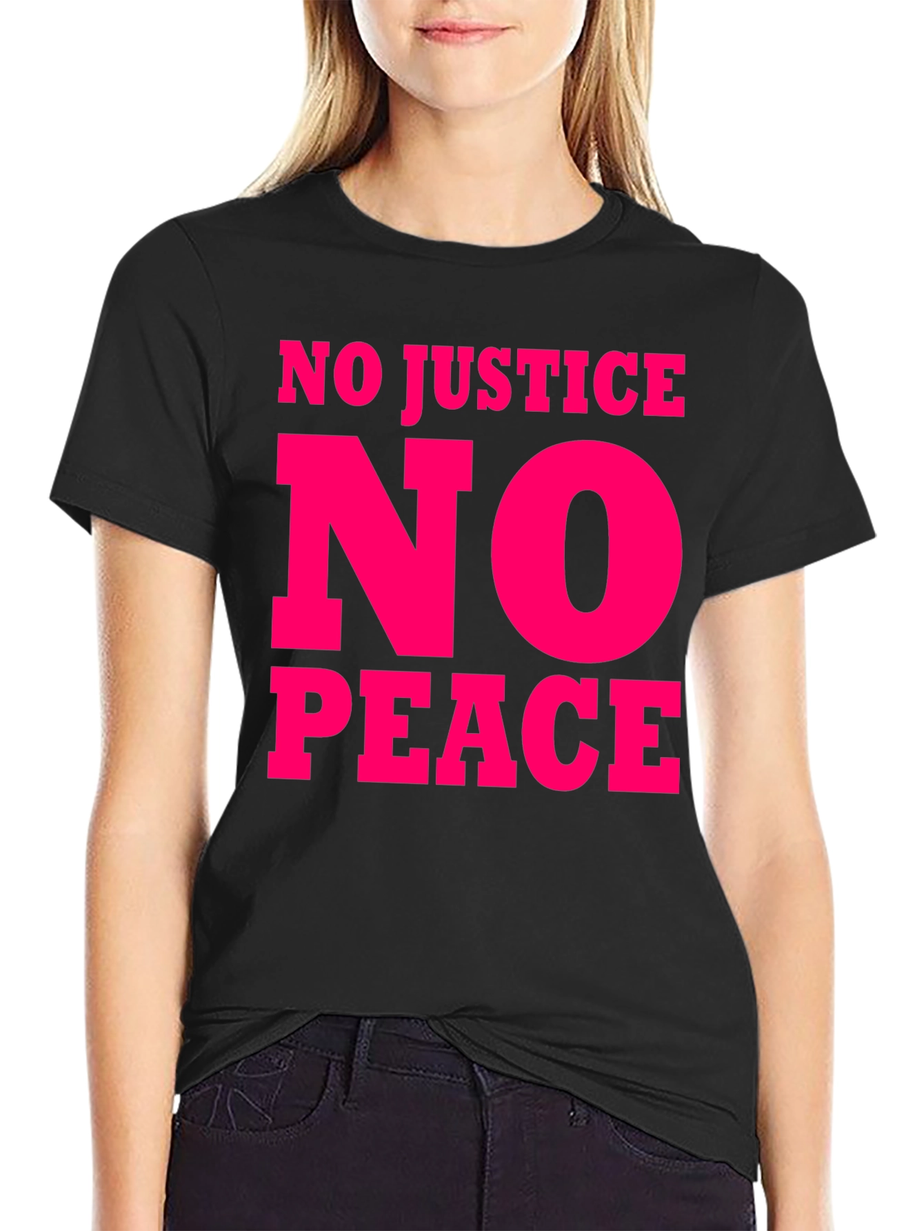 Black No Justice No Peace Graphic Tee view 2