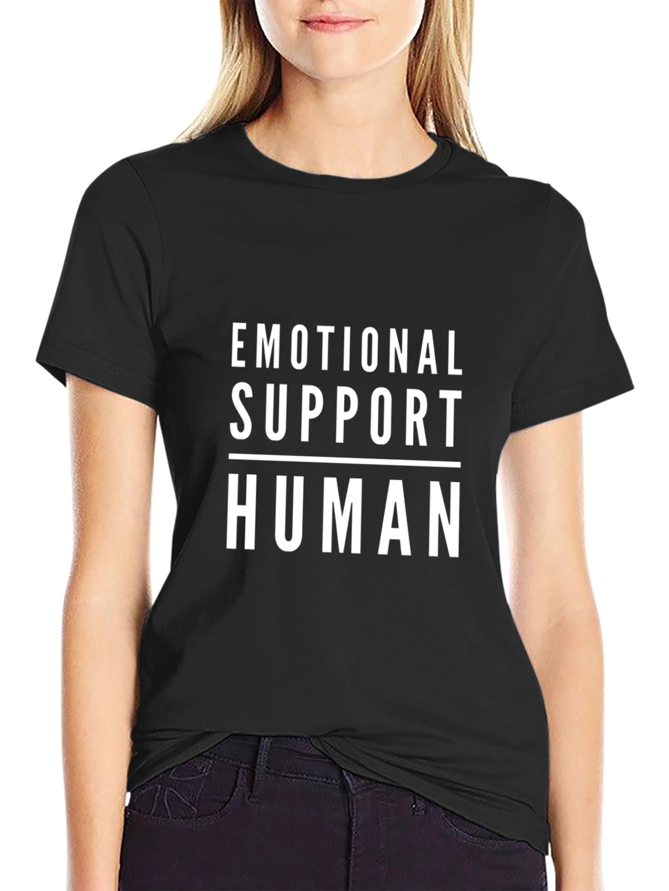 Black Emotional Support Human Graphic Tee - Black view 2